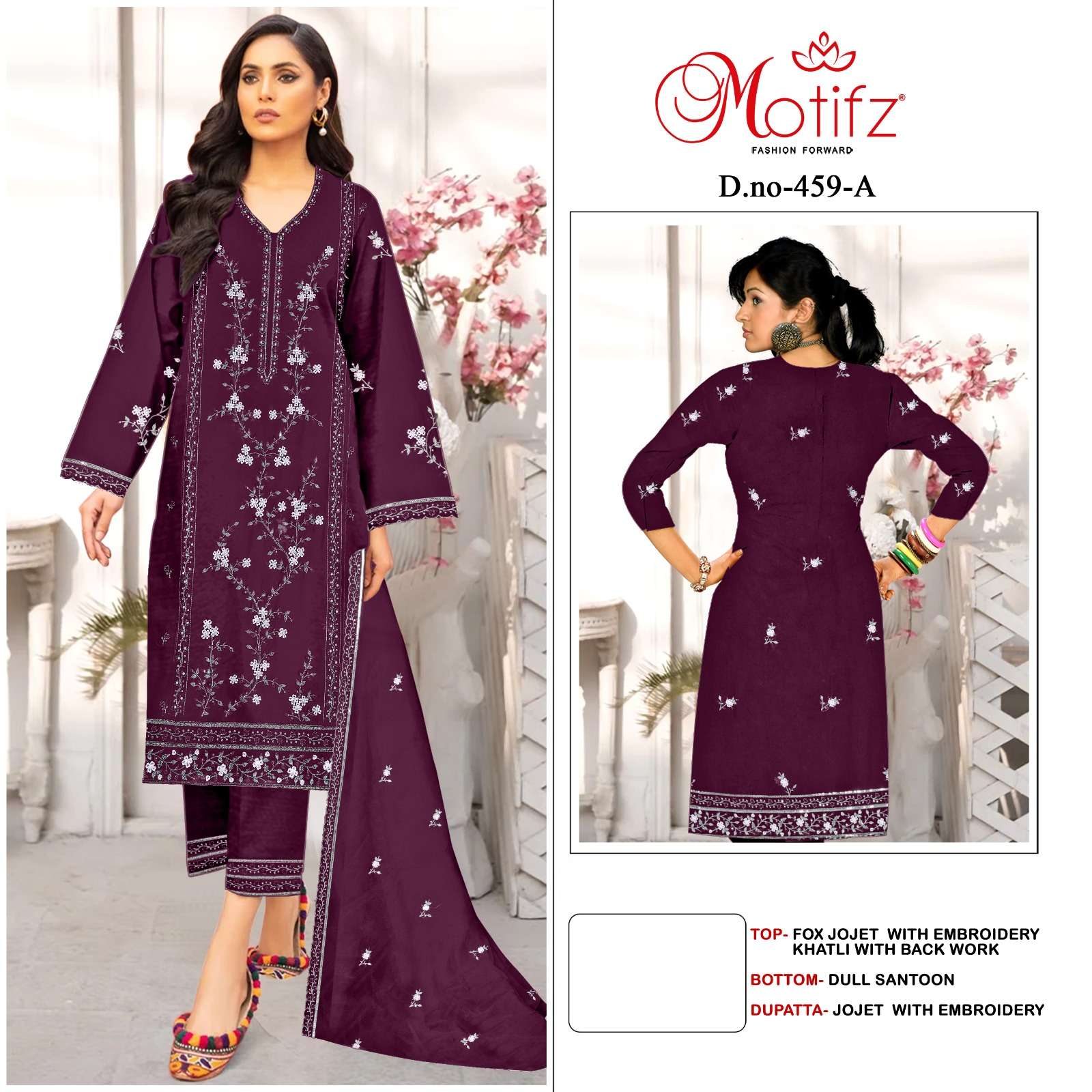 MOTIFZ 459 COLOURS BY MOTIFZ DESIGNER GEORGETTE EMBROIDERY PAKISTANI DRESSES