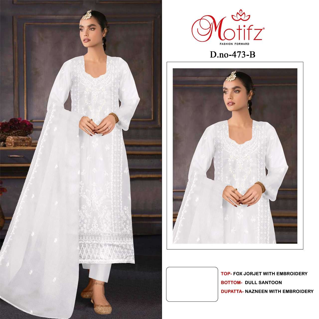 MOTIFZ 473 COLOURS BY MOTIFZ DESIGNER GEORGETTE EMBROIDERY PAKISTANI DRESSES