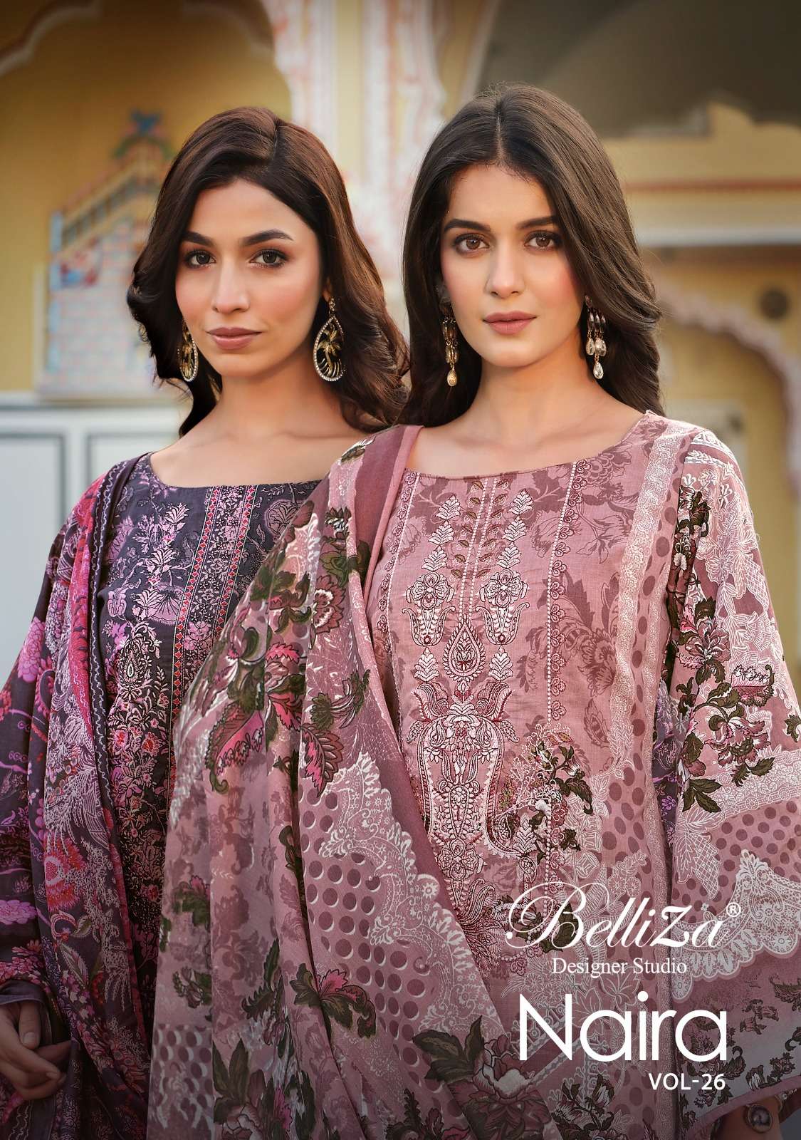 NAIRA VOL-26 BY BELLIZA 864-001 TO 864-008 SERIES COTTON EMBROIDERY DRESSES