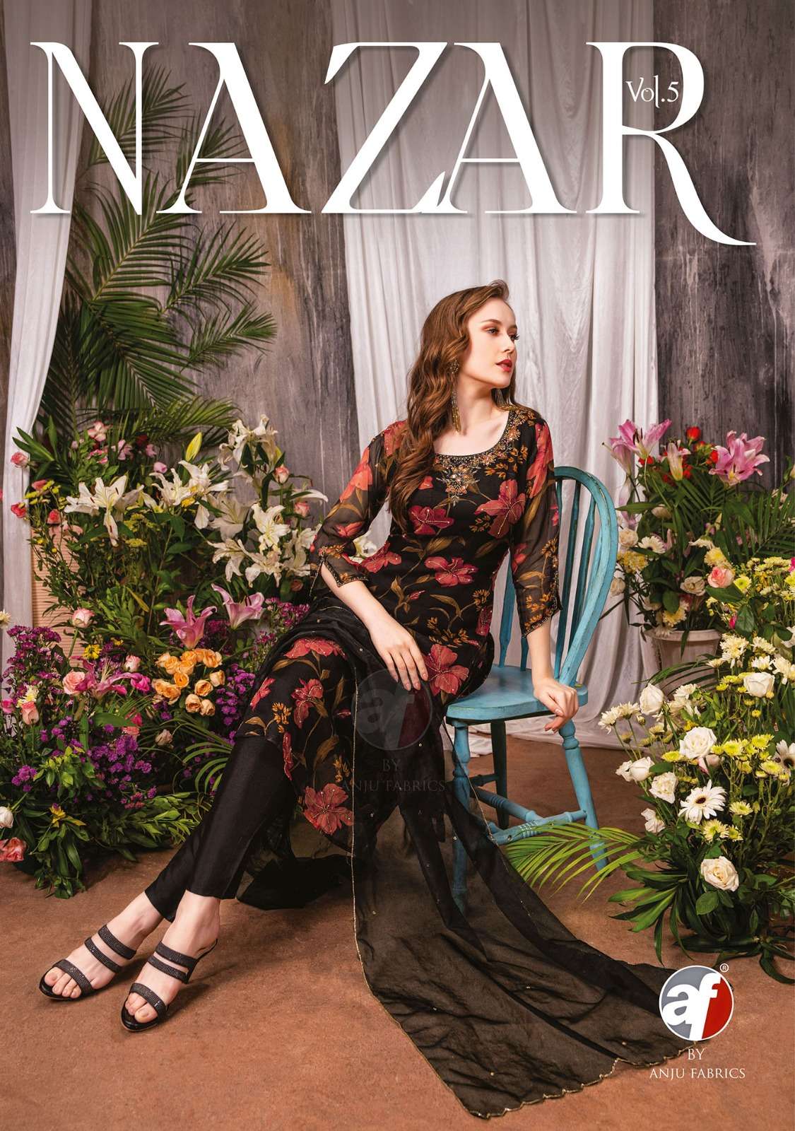 NAZAR VOL-5 BY ANJU FABRICS 3281 TO 3284 SERIES ORGANZA PRINTED DRESSES