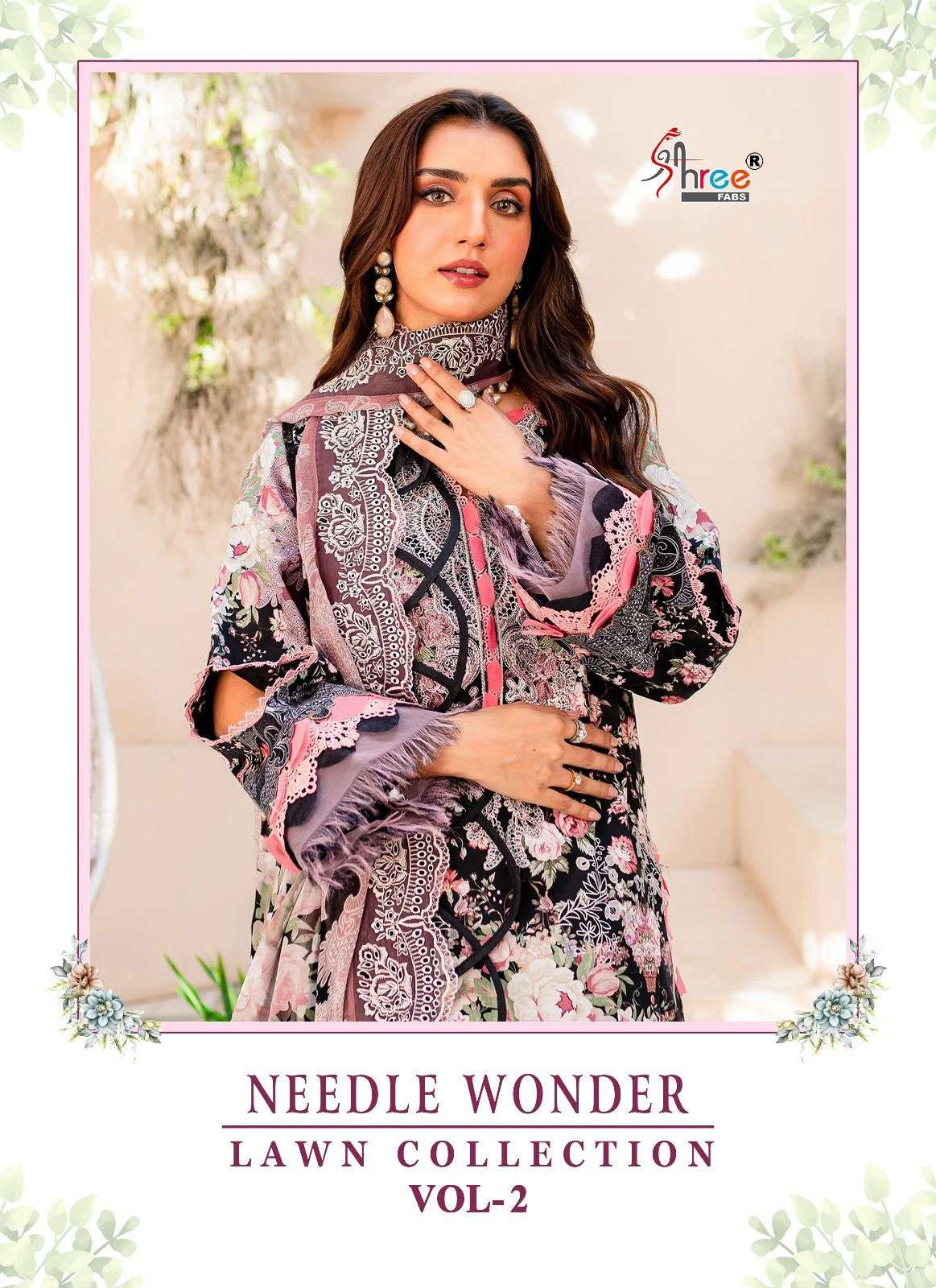 NEEDLE WONDER LAWN VOL-2 BY SHREE FABS 3365 TO 3367 SERIES LAWN DRESSES