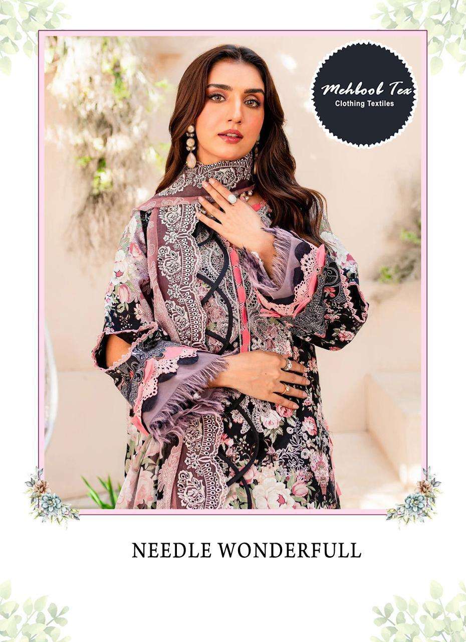 NEEDLE WONDER M-1261 BY MEHBOOB TEX HEAVY COTTON PRINT PATCH EMBROIDERED DRESSES