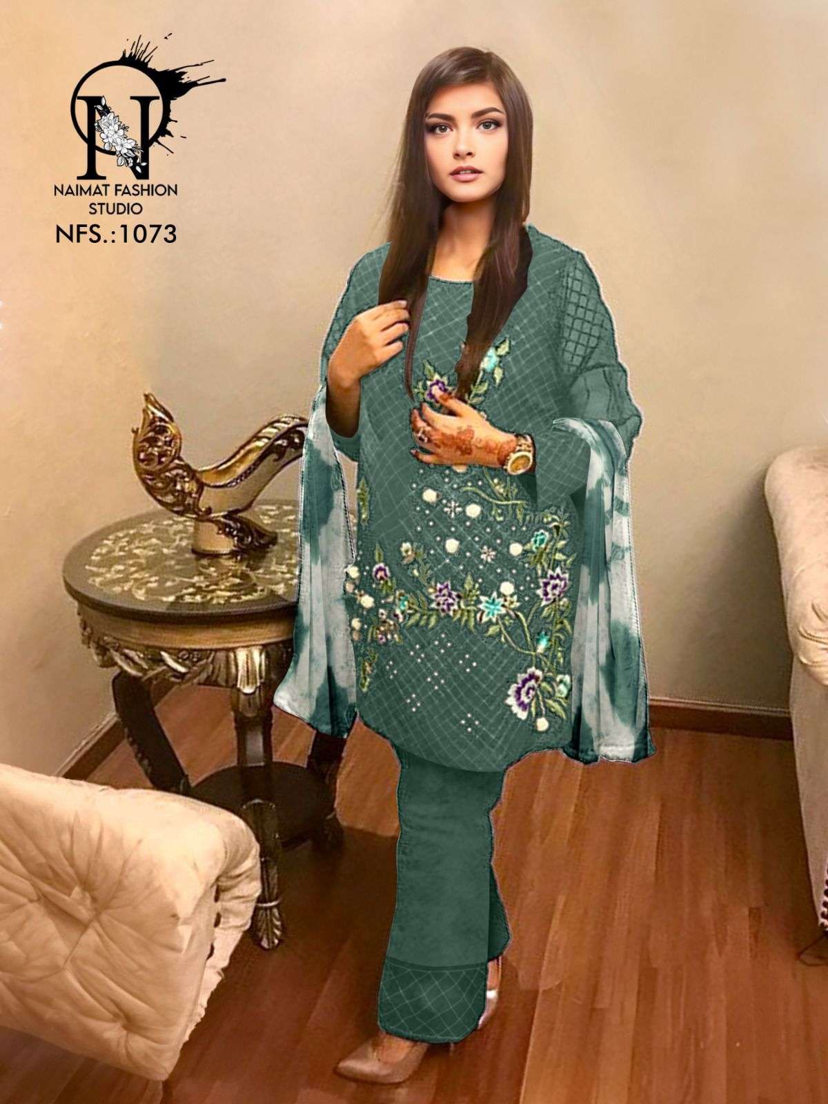 NFS 1073 COLOURS BY NAIMAT FASHION STUDIO PURE FAUX STITCHED PAKISTANI DRESSES