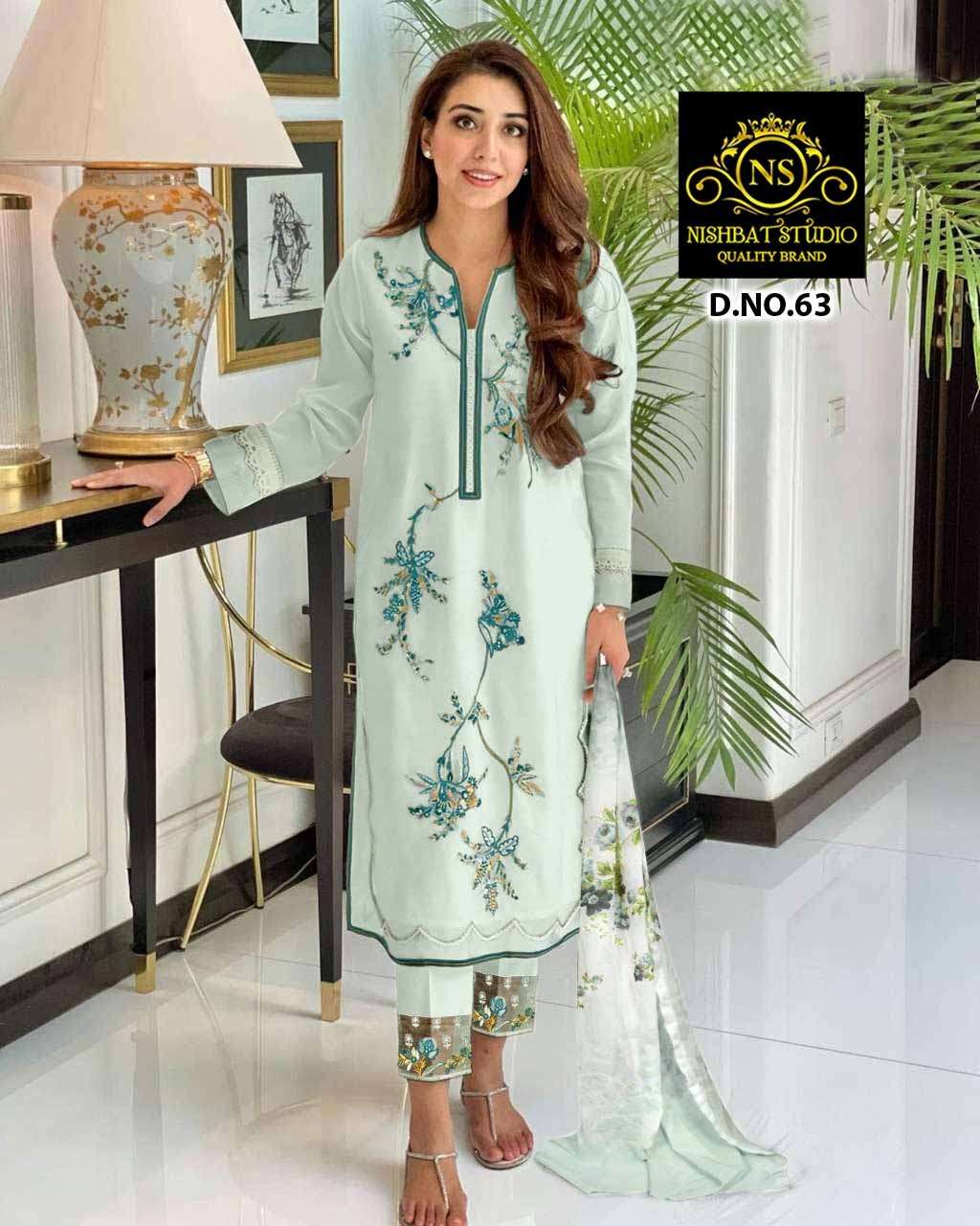 NS 63 COLOURS BY NISHBAT STUDIO GEORGETTE EMBROIDERY PAKISTANI DRESSES