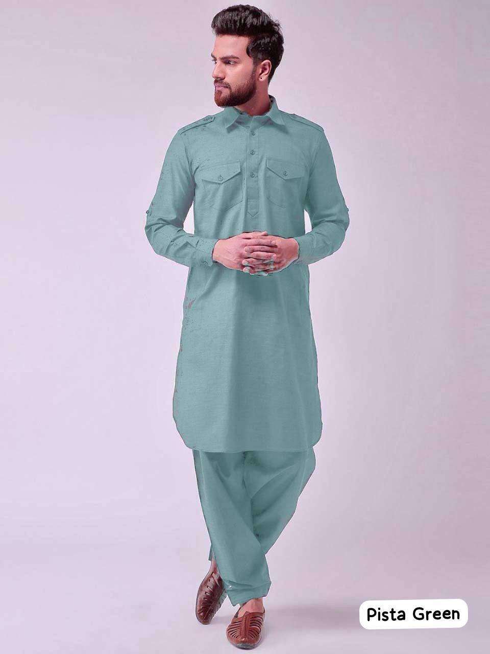 PATHANI VOL-1 BY ASLIWHOLESALE HEAVY COTTON SLUB MENS PATHANI KURTAS