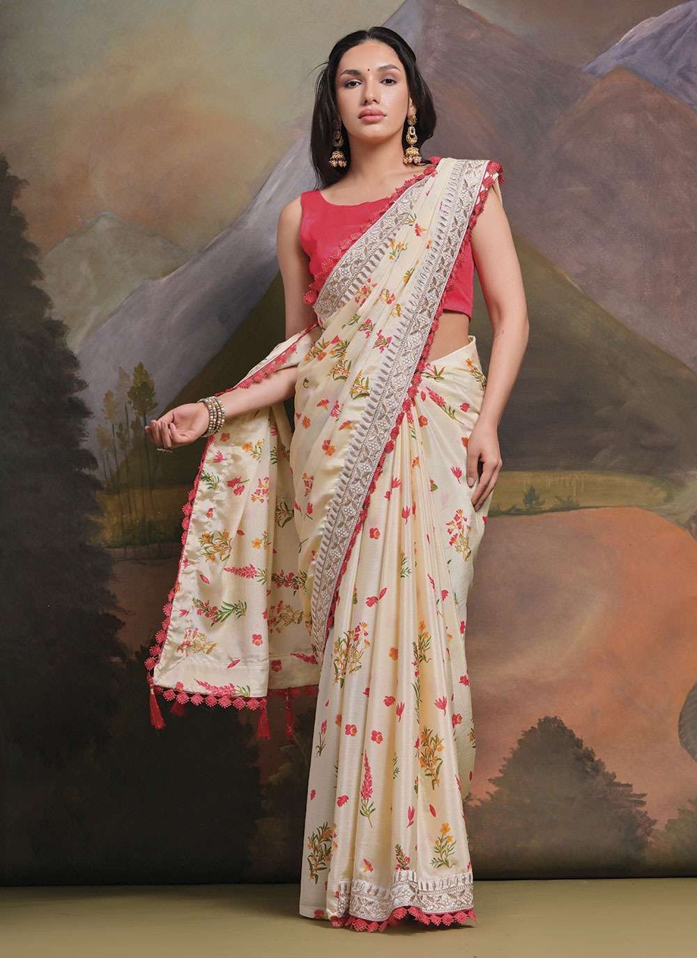 PC FLORAL VOL-21 BY ASLIWHOLESALE SOFT FANCY CHINON PRINTED SAREES