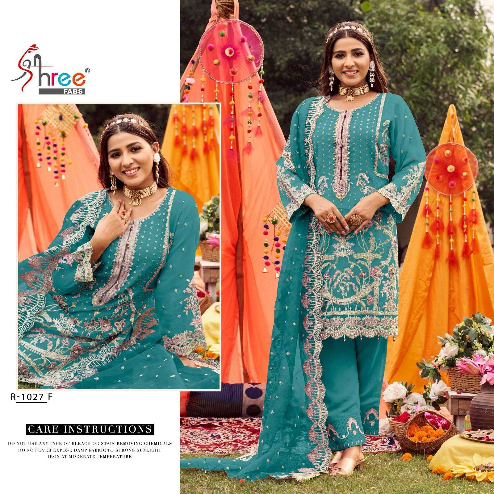 R-1027 COLOURS BY SHREE FABS HEAVY EMBROIDERED ORGANZA PAKISTANI DRESSES