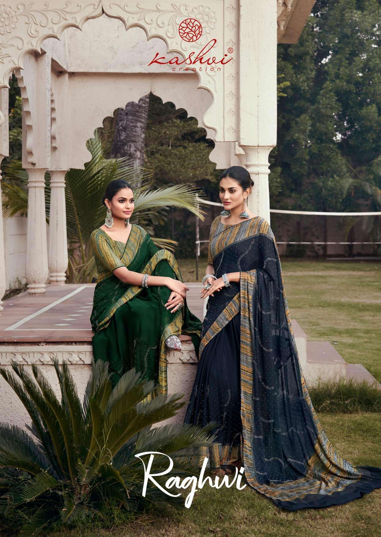 RAGHWI BY KASHVI CREATION DESIGNER FANCY DULL MOSS PRINTED SAREES