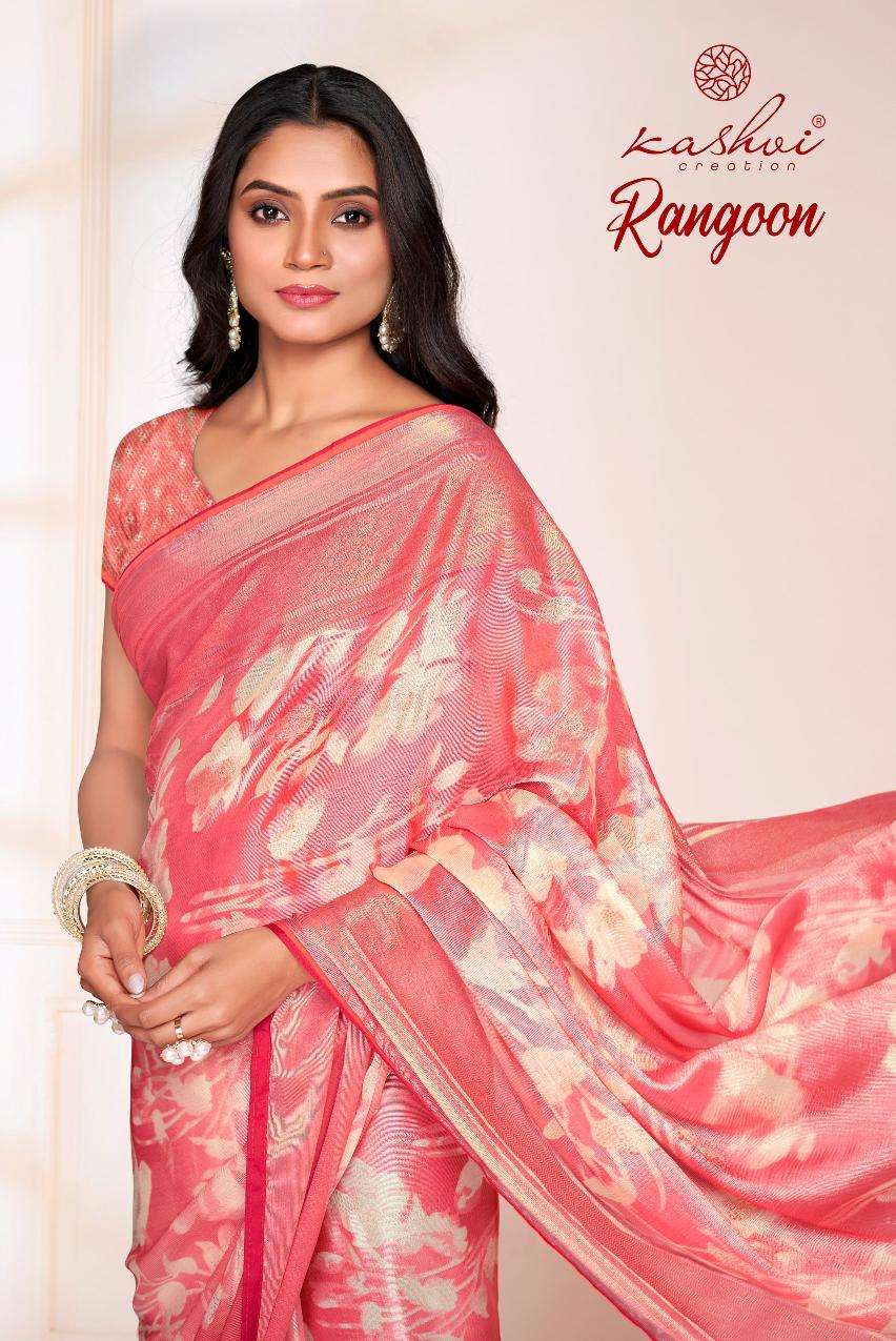 RANGOON BY KASHVI CREATION DESIGNER FANCY CHIFFON BRASSO FOIL SAREES