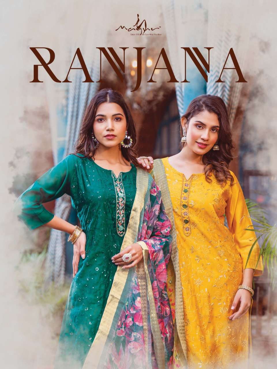 RANJANA BY MAYUR 1001 TO 1006 SERIES ROMAN SILK EMBROIDERY DRESSES