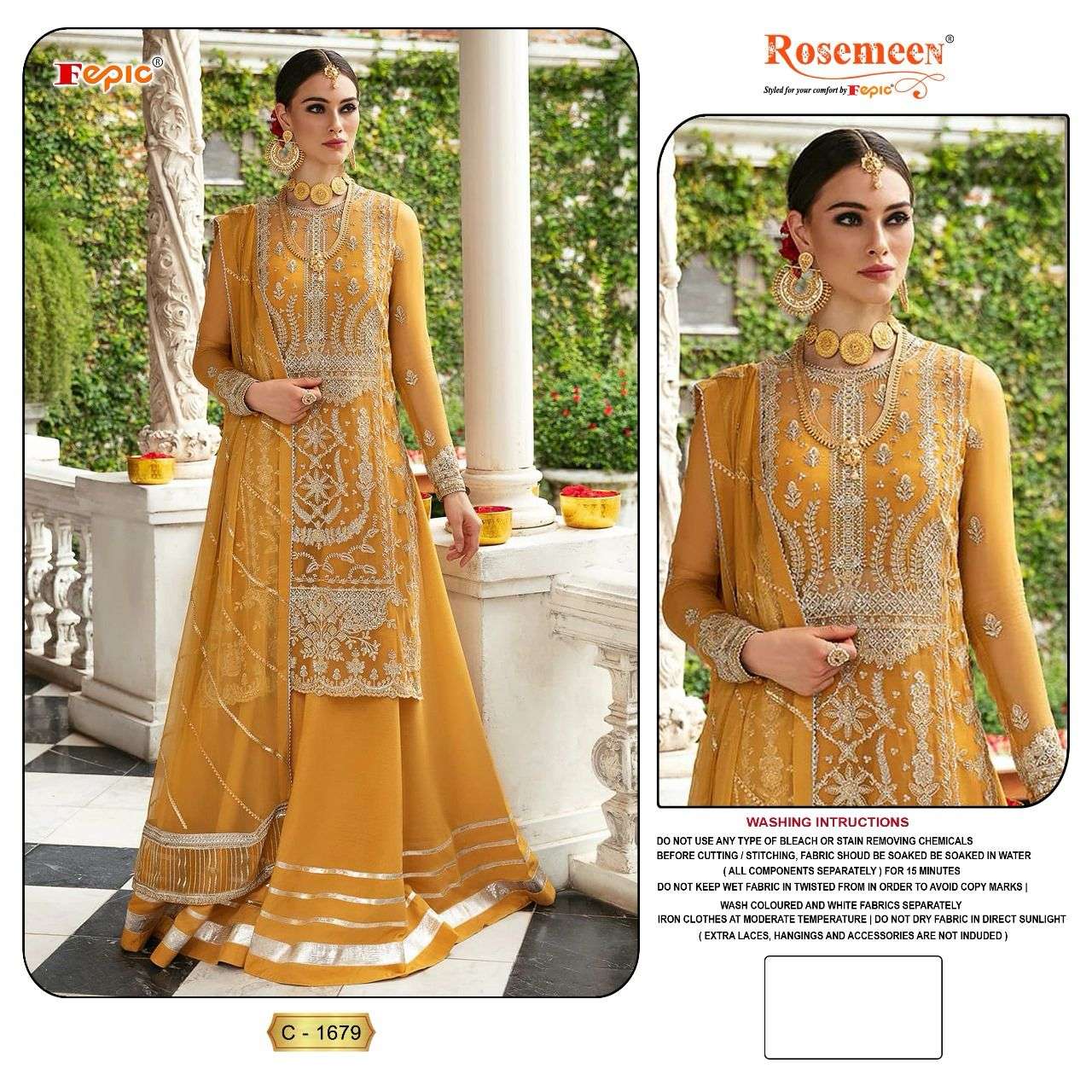 ROSEMEEN C-1679 BY FEPIC DESIGNER GEORGETTE EMBROIDERY DRESSES