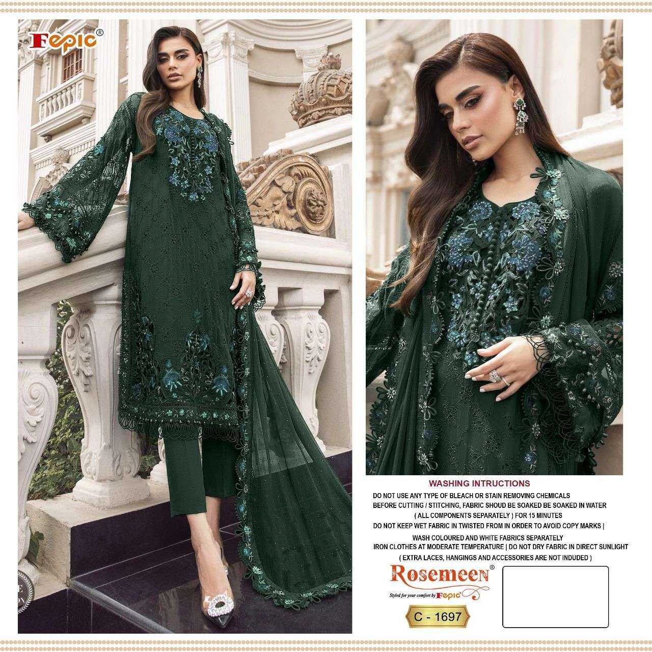 ROSEMEEN C-1697 BY FEPIC DESIGNER GEORGETTE EMBROIDERY DRESSES