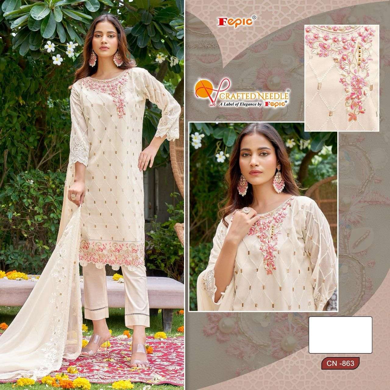 ROSEMEEN CN-863 BY FEPIC DESIGNER FAUX GEORGETTE EMBROIDERY DRESSES