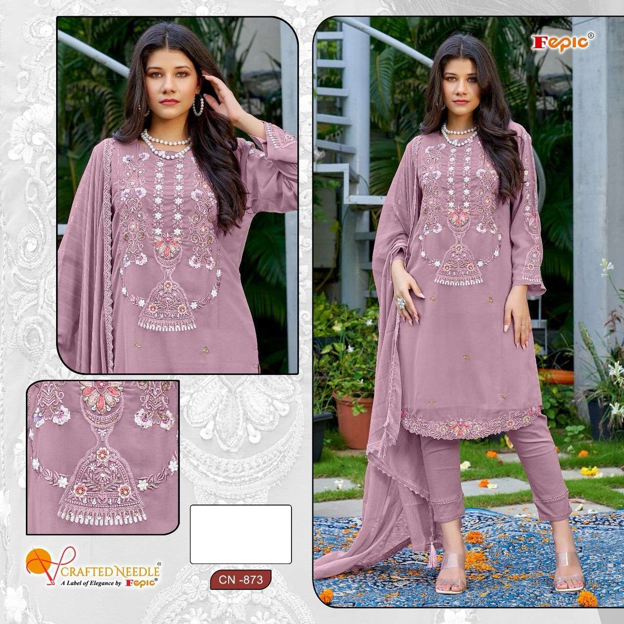 ROSEMEEN CN-873 BY FEPIC DESIGNER FAUX GEORGETTE EMBROIDERY DRESSES