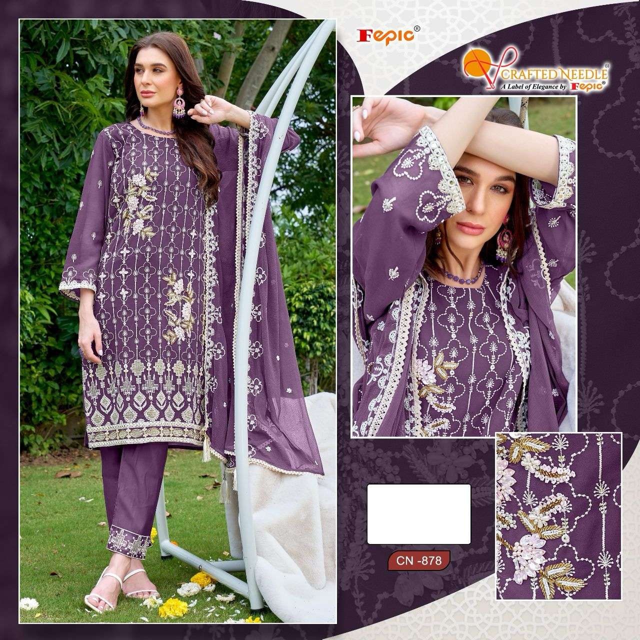 ROSEMEEN CN-878 COLOURS BY FEPIC DESIGNER GEORGETTE EMBROIDERY DRESSES