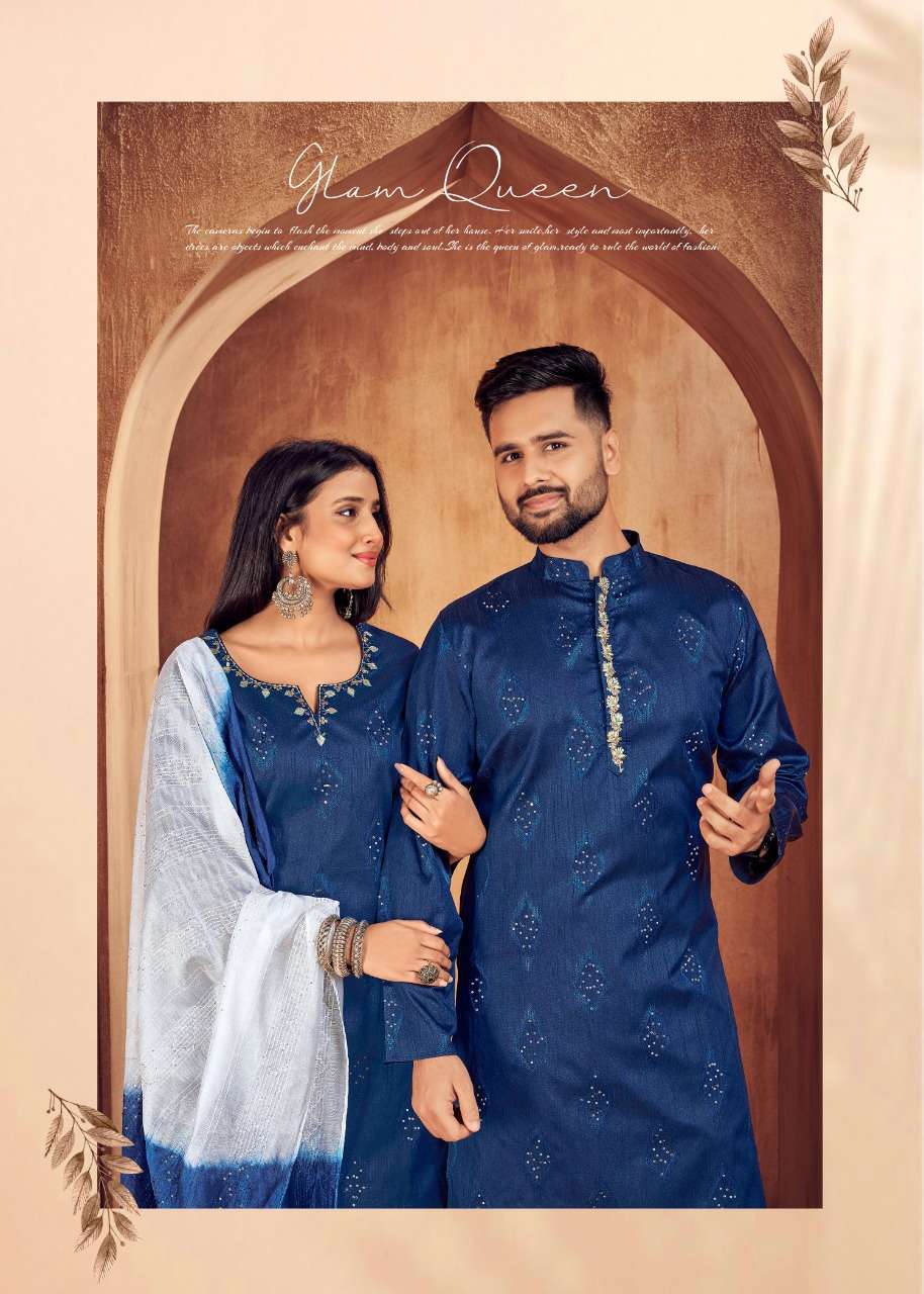 ROYAL COUPLE VOL-11 BY ASLIWHOLESALE JACQUARD SILK COUPLE KURTA