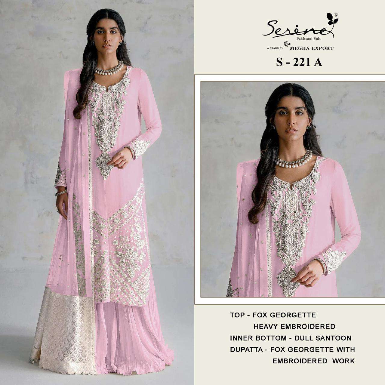 S-221 COLOURS BY SERENE DESIGNER FAUX GEORGETTE EMBROIDERY PAKISTANI DRESSES