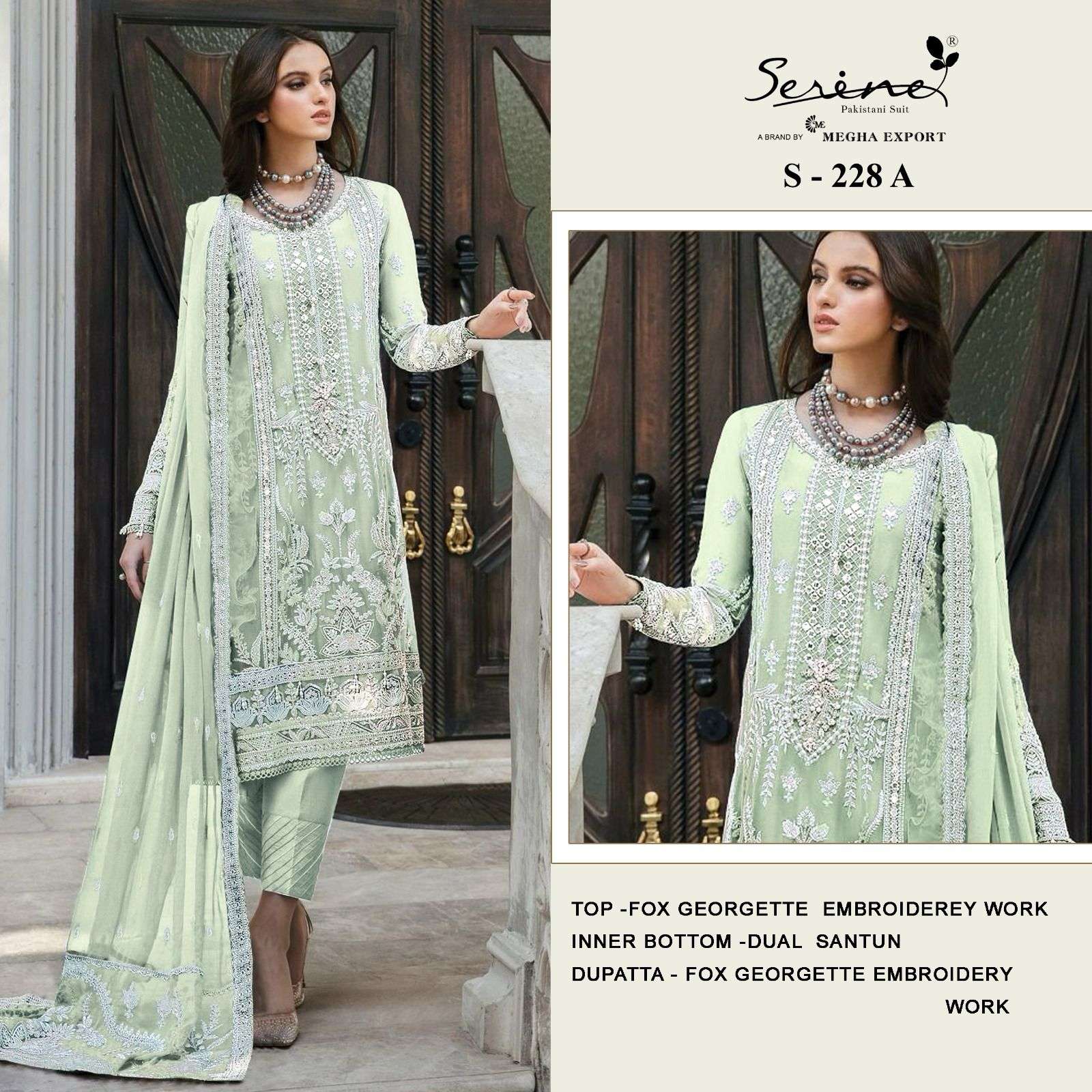 S-228 COLOURS BY SERENE DESIGNER FAUX GEORGETTE EMBROIDERY PAKISTANI DRESSES