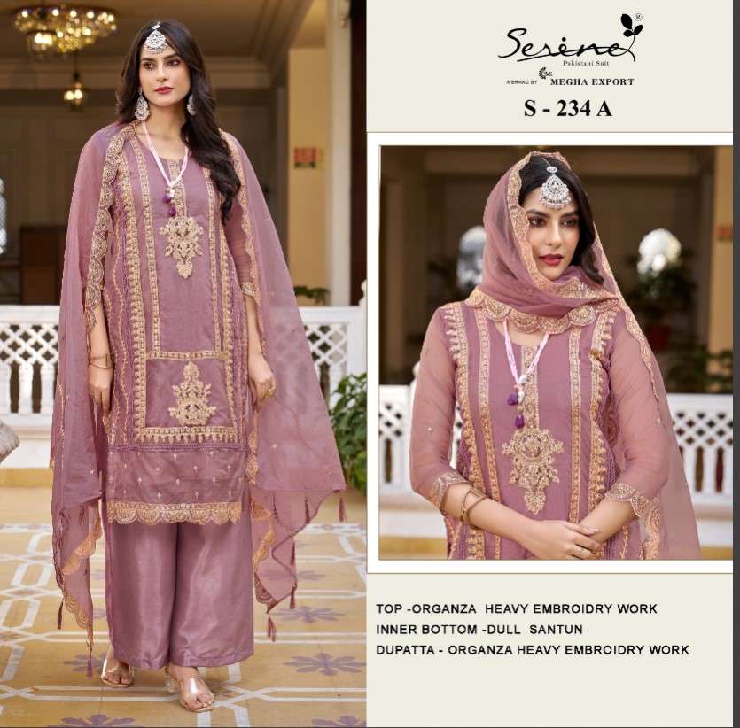 S-234 COLOURS BY SERENE DESIGNER FAUX GEORGETTE EMBROIDERY PAKISTANI DRESSES