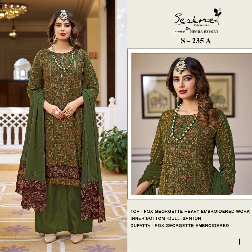 S-235 COLOURS BY SERENE DESIGNER FAUX GEORGETTE EMBROIDERY PAKISTANI DRESSES