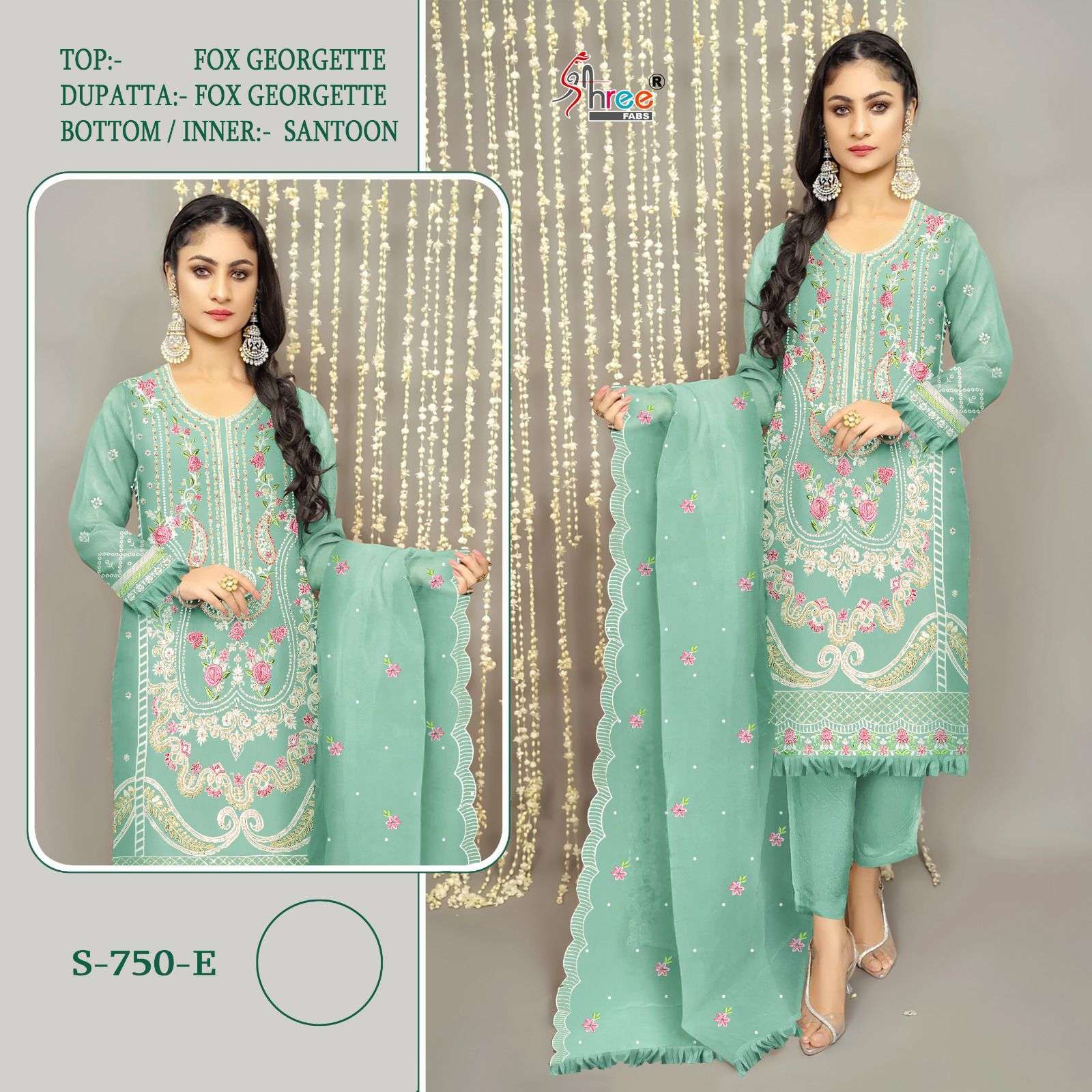 S-750 COLOURS BY SHREE FABS DESIGNER FAUX GEORGETTE EMBROIDERY DRESSES