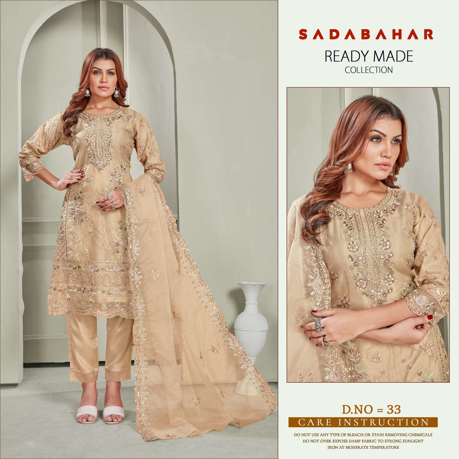 SADABAHAR-33 BY ASLIWHOLESALE ORGANZA EMBROIDERY PAKISTANI DRESS