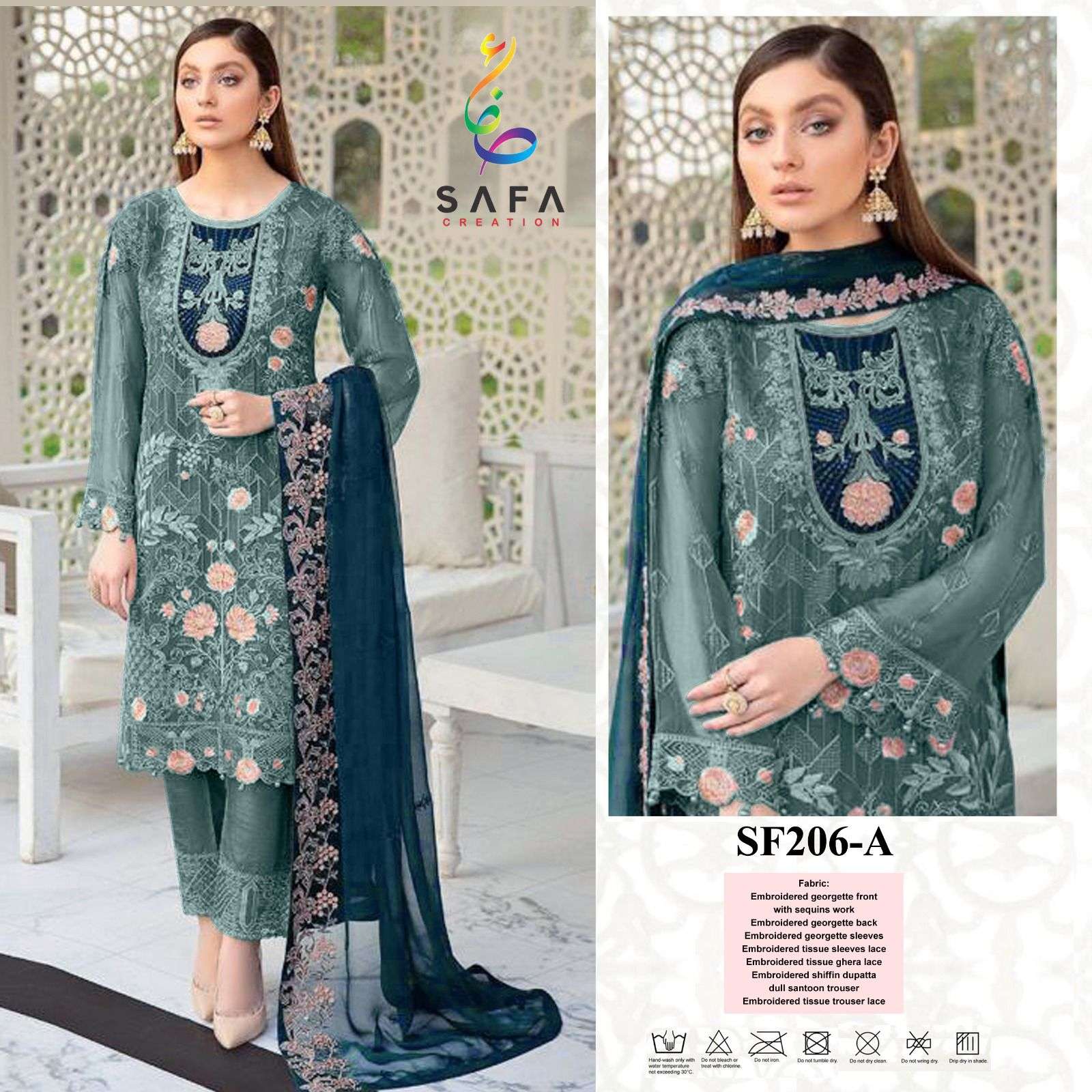 SAFA 206 COLOURS BY SAFA CREATION 206-A TO 206-D GEORGETTE PAKISTANI DRESSES