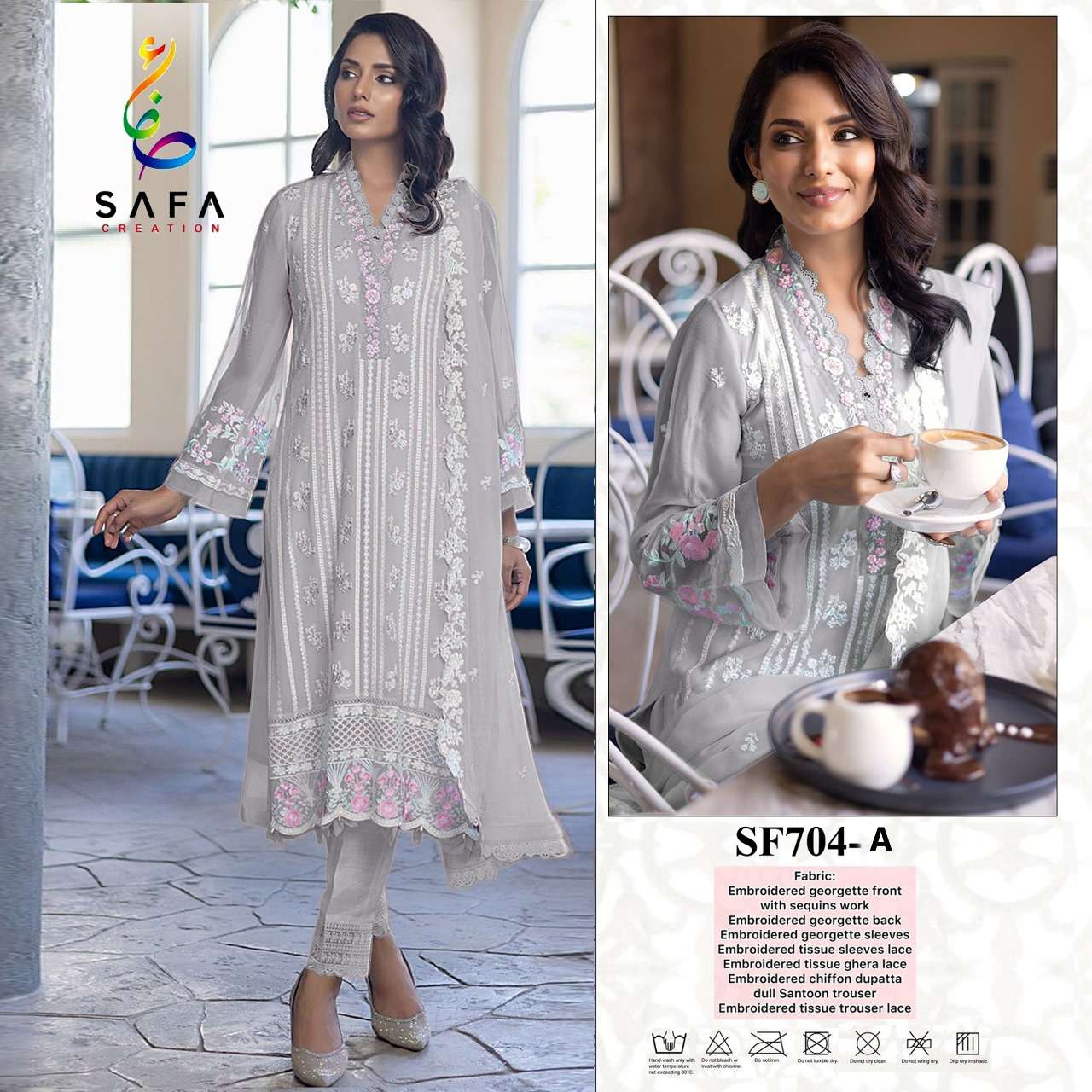 SAFA 704 COLOURS BY SAFA CREATION 704-A TO 704-G GEORGETTE PAKISTANI DRESSES