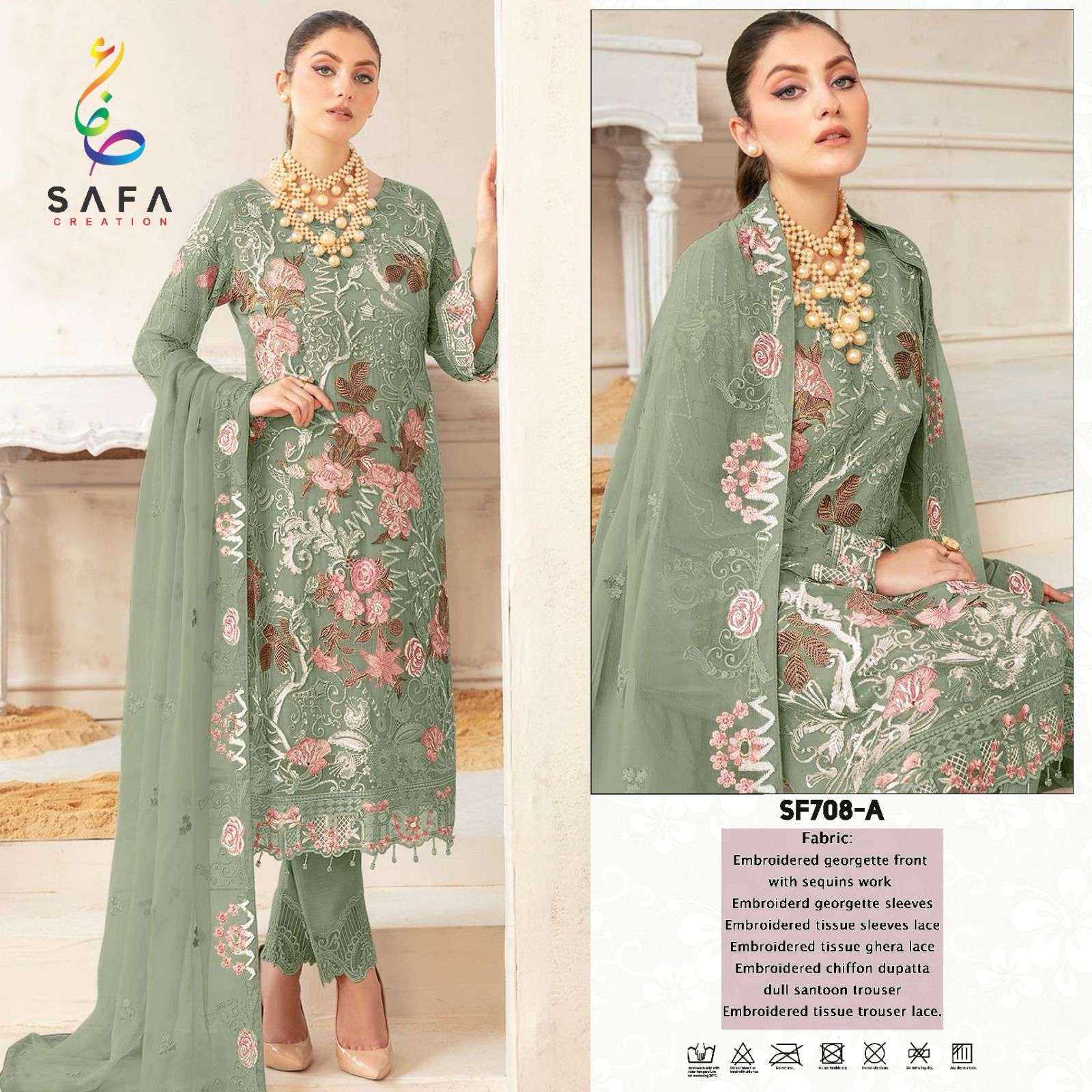 SAFA 708 COLOURS BY SAFA CREATION 708-A TO 708-E GEORGETTE PAKISTANI DRESSES