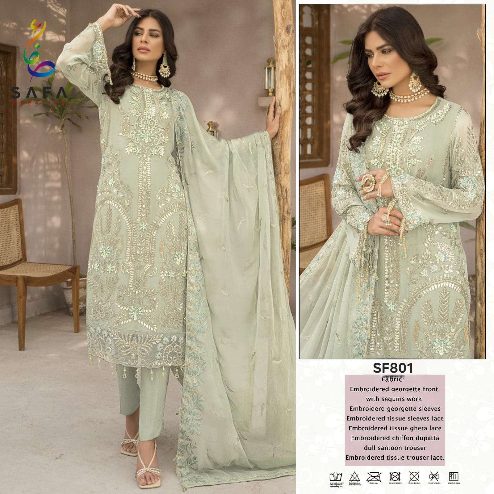 SAFA 801 BY SAFA CREATION DESIGNER FAUX GEORGETTE PAKISTANI DRESSES