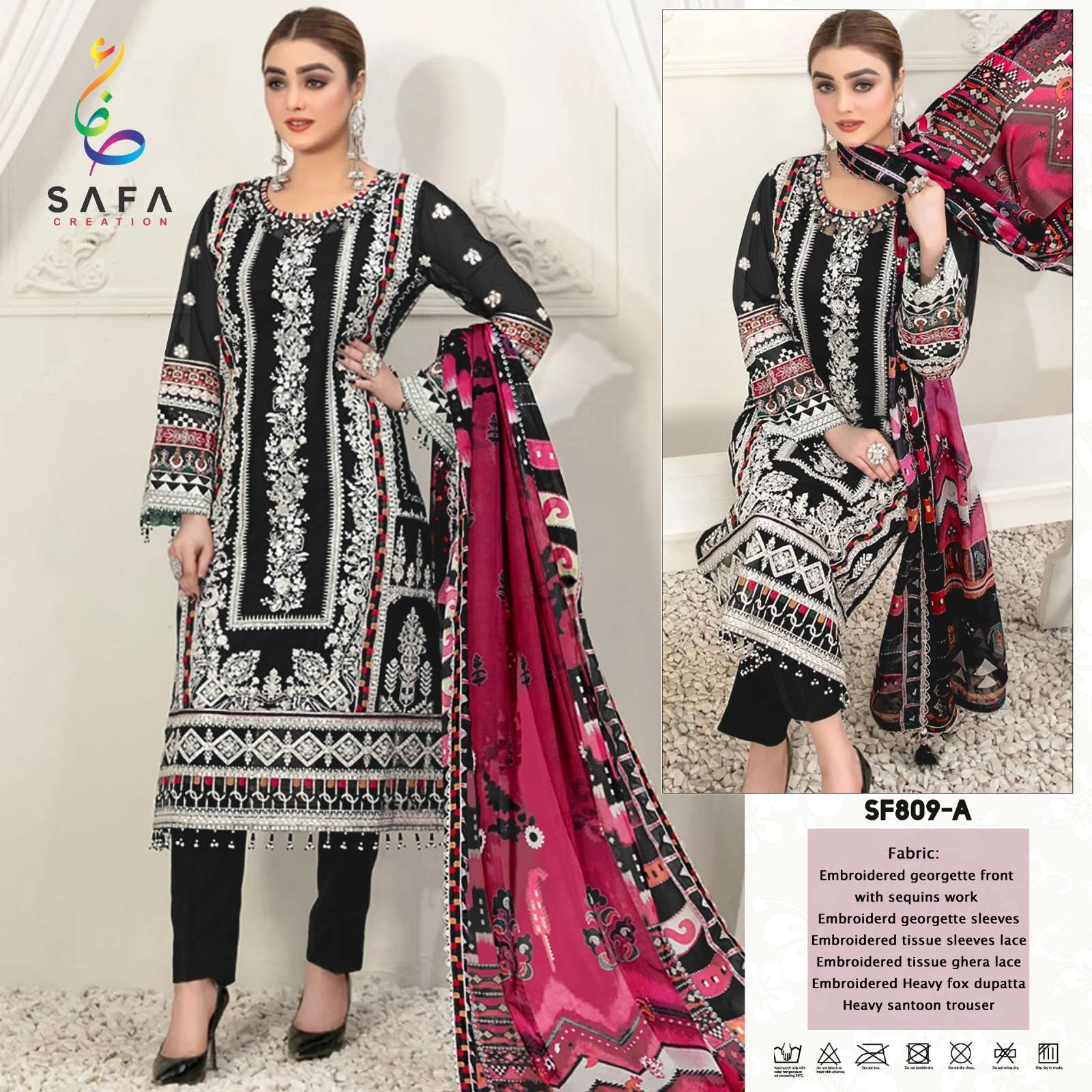 SAFA 809 COLOURS BY SAFA CREATION DESIGNER FAUX GEORGETTE PAKISTANI DRESSES