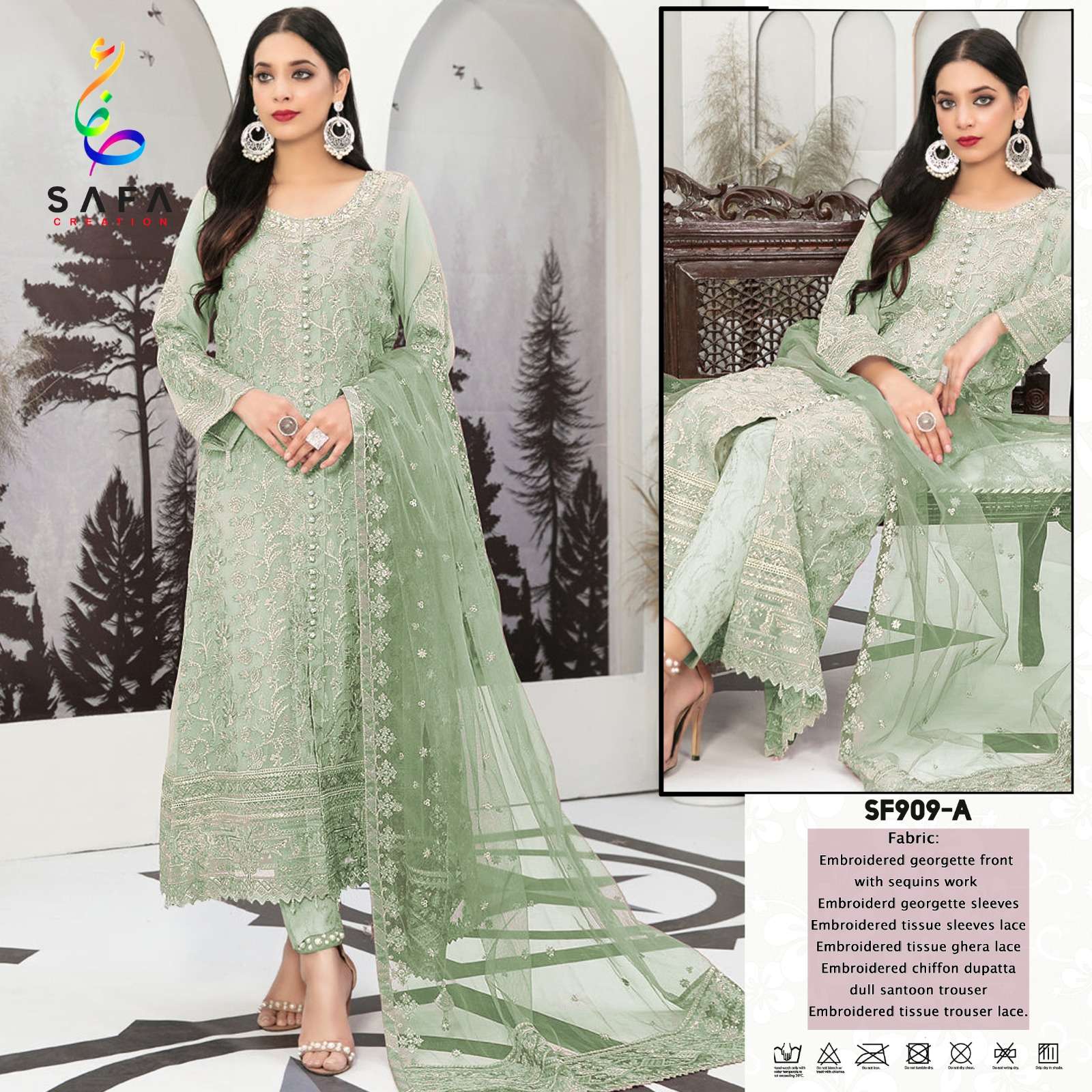 SAFA 909 COLOURS BY SAFA CREATION DESIGNER FAUX GEORGETTE PAKISTANI DRESSES