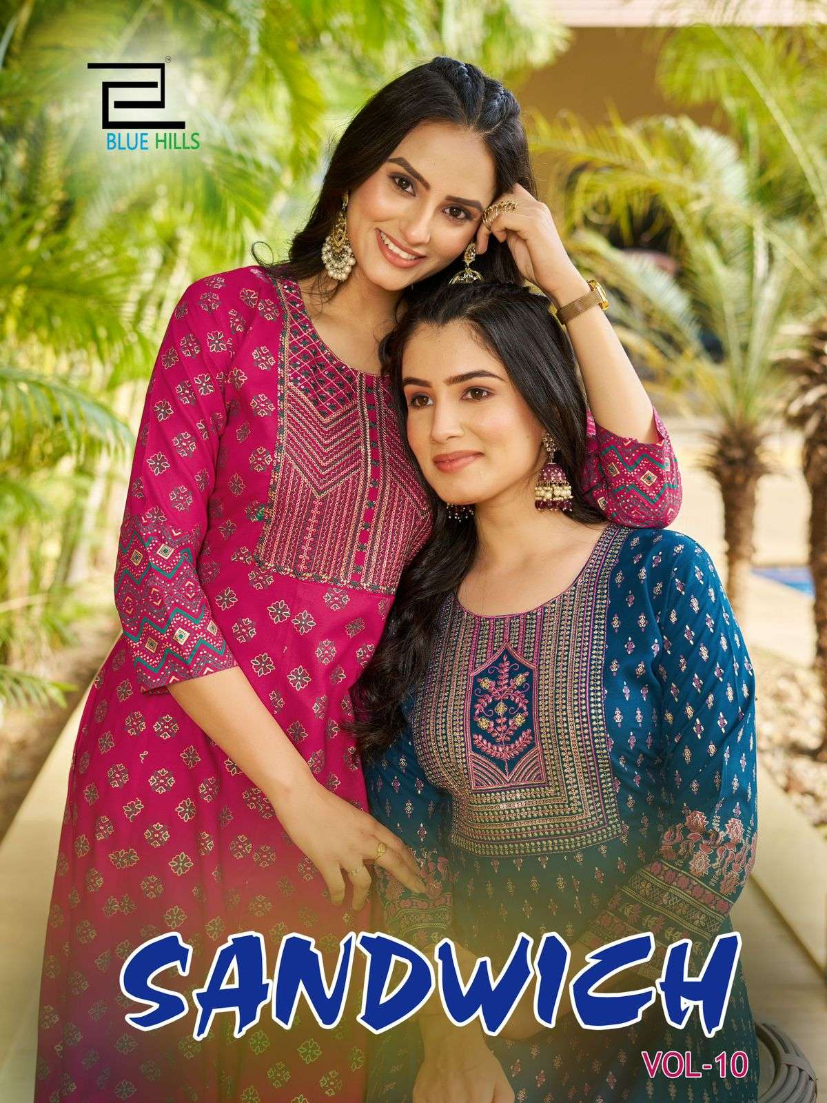 SANDWICH VOL-10 BY BLUE HILLS 10001 TO 10007 SERIES RAYON EMBROIDERY GOWNS