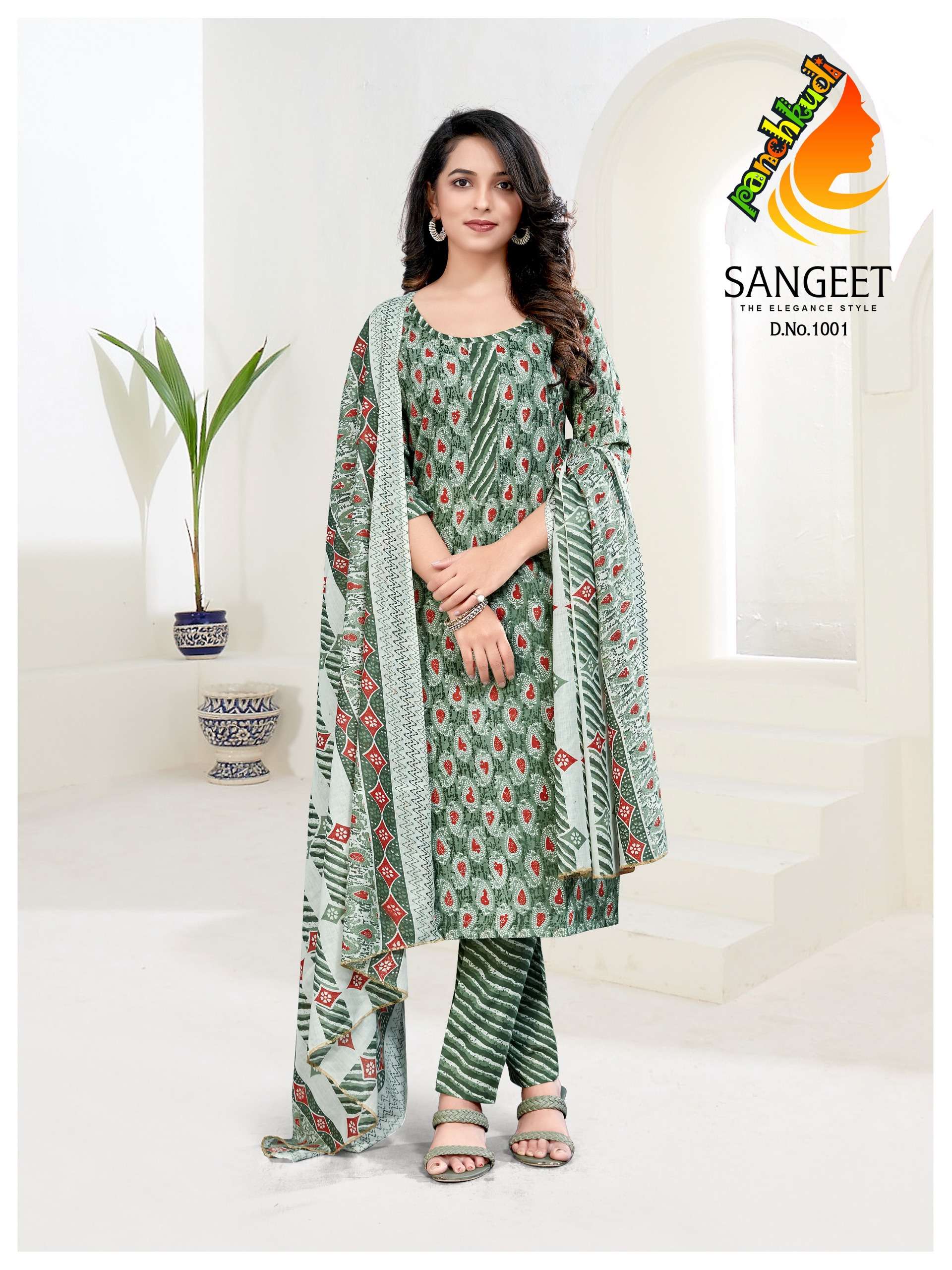 SANGEET VOL-1 BY ASLIWHOLESALE 1001 TO 1008 SERIES COTTON PRINTED DRESSES