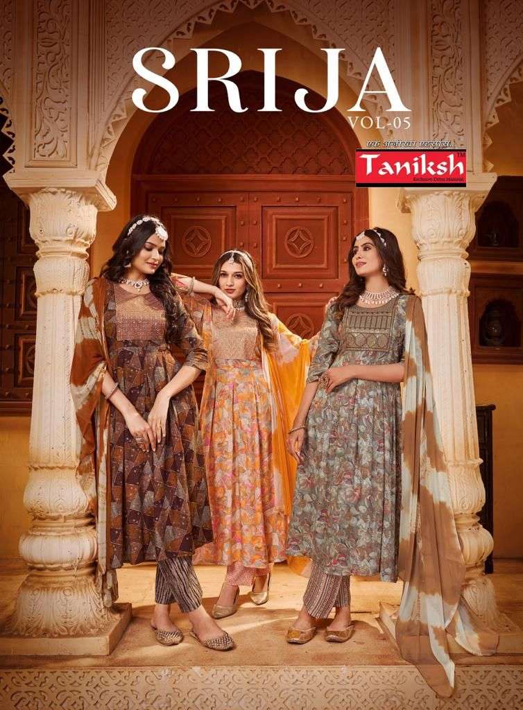 SRIJA VOL-5 BY TANIKSH 101 TO 108 SERIES DESIGNER RAYON STITCHED DRESSES