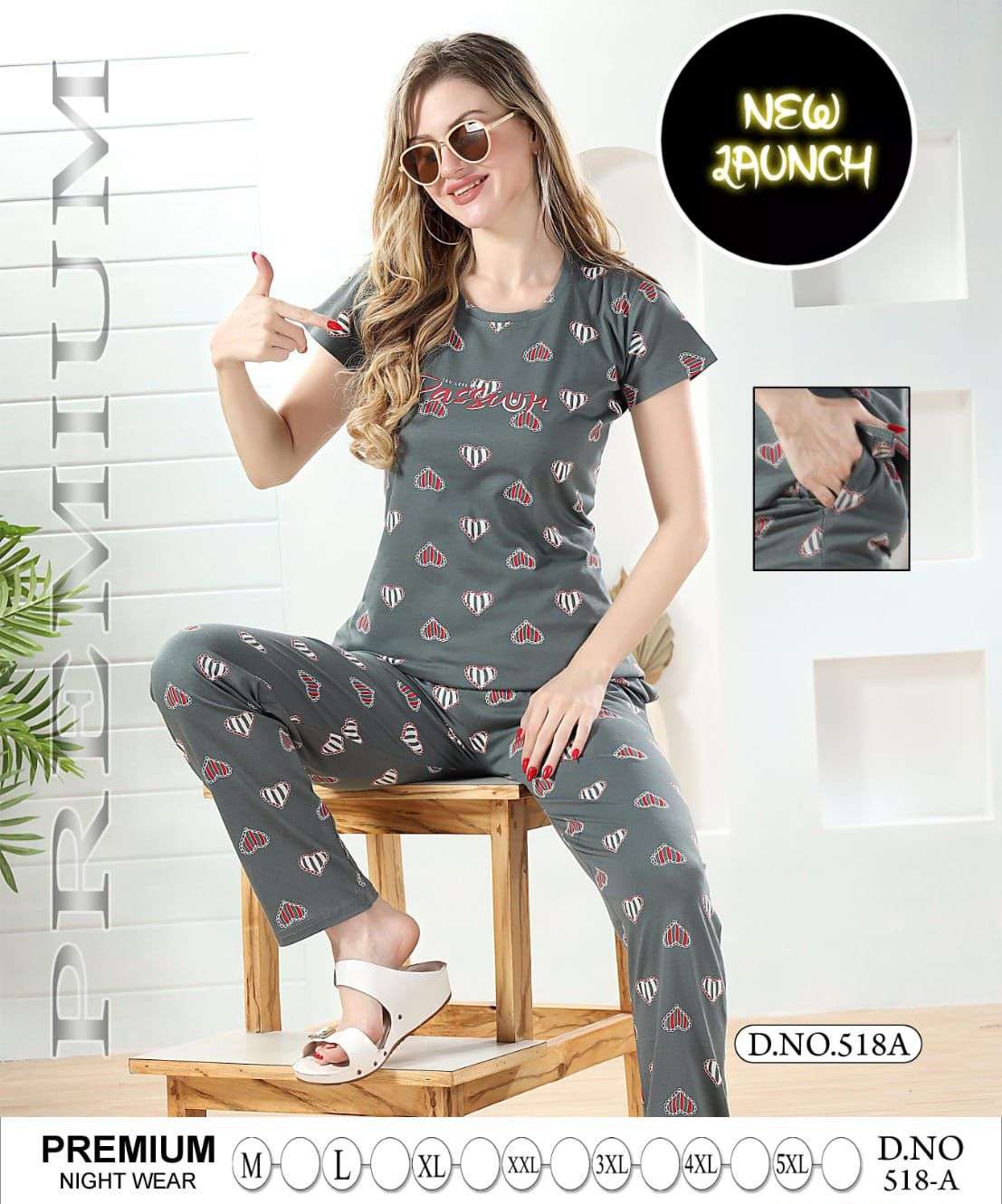 SUMMER SPECIAL 518 BY ASLIWHOLESALE HOSIERY COTTON PRINTED NIGHT DRESSES