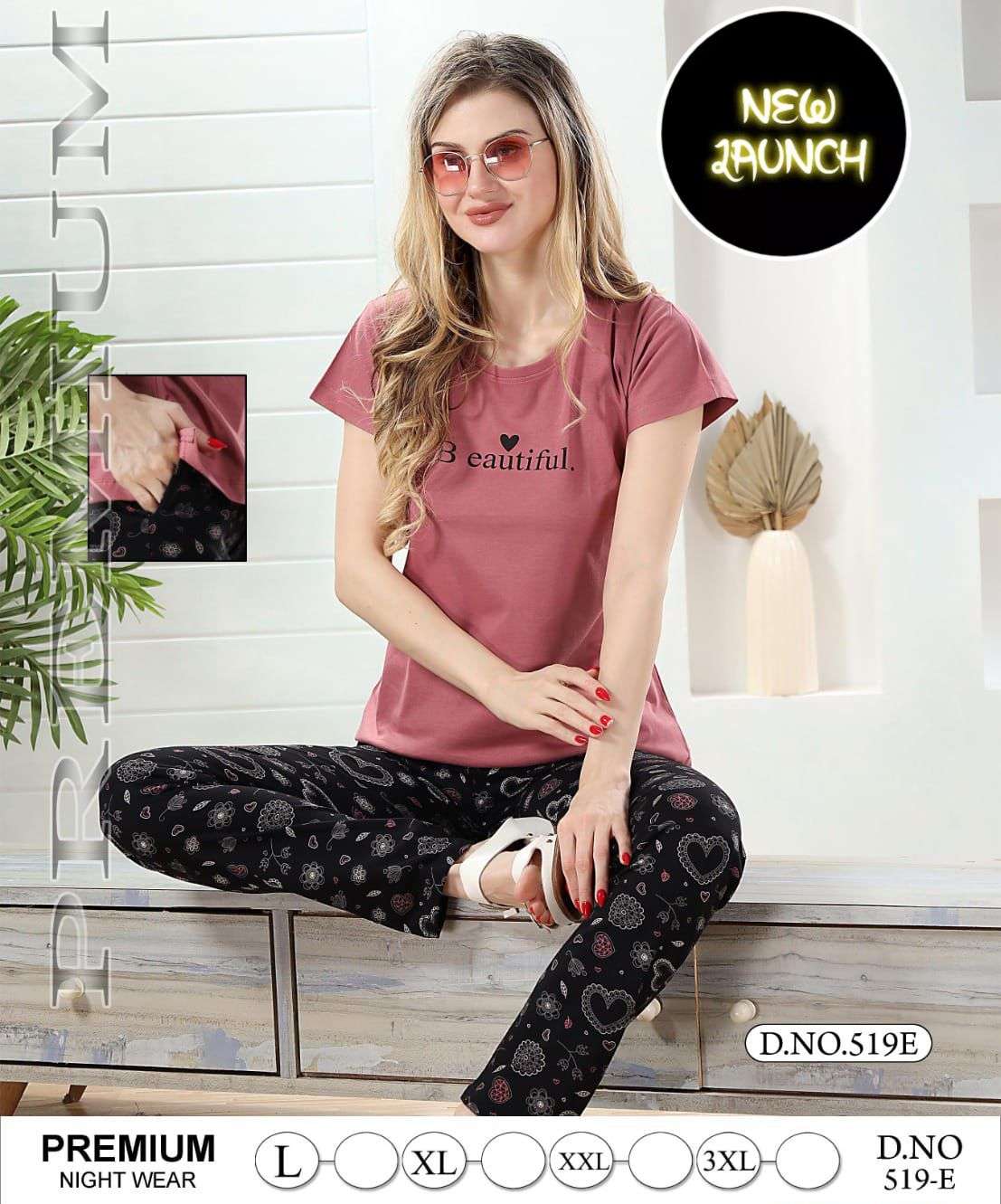 SUMMER SPECIAL 519 BY ASLIWHOLESALE HOSIERY COTTON PRINTED NIGHT DRESSES