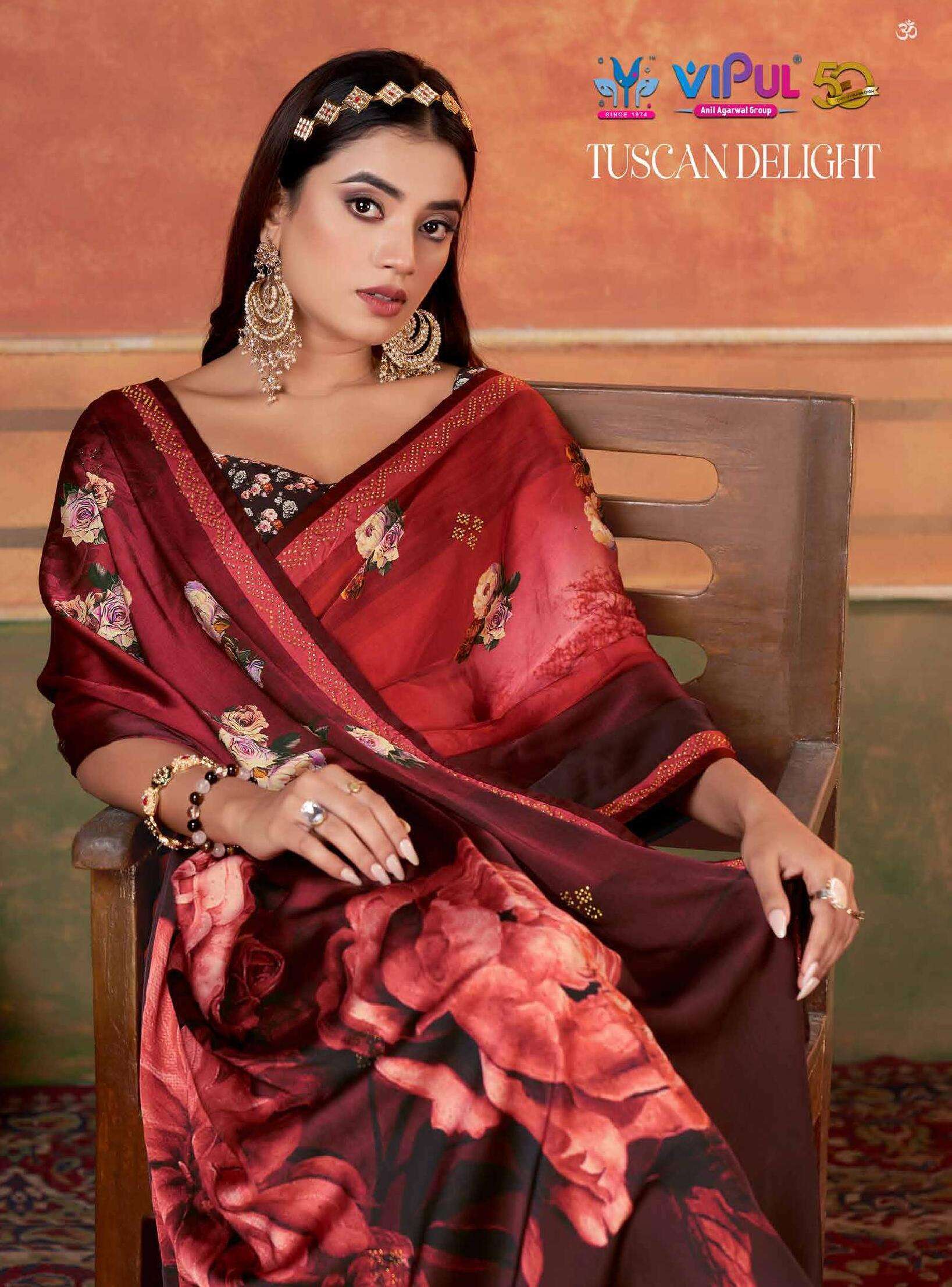 TUSCAN DELIGHT BY VIPUL 79605 TO 79613 SERIES DESIGNER PRINT STONE SAREES