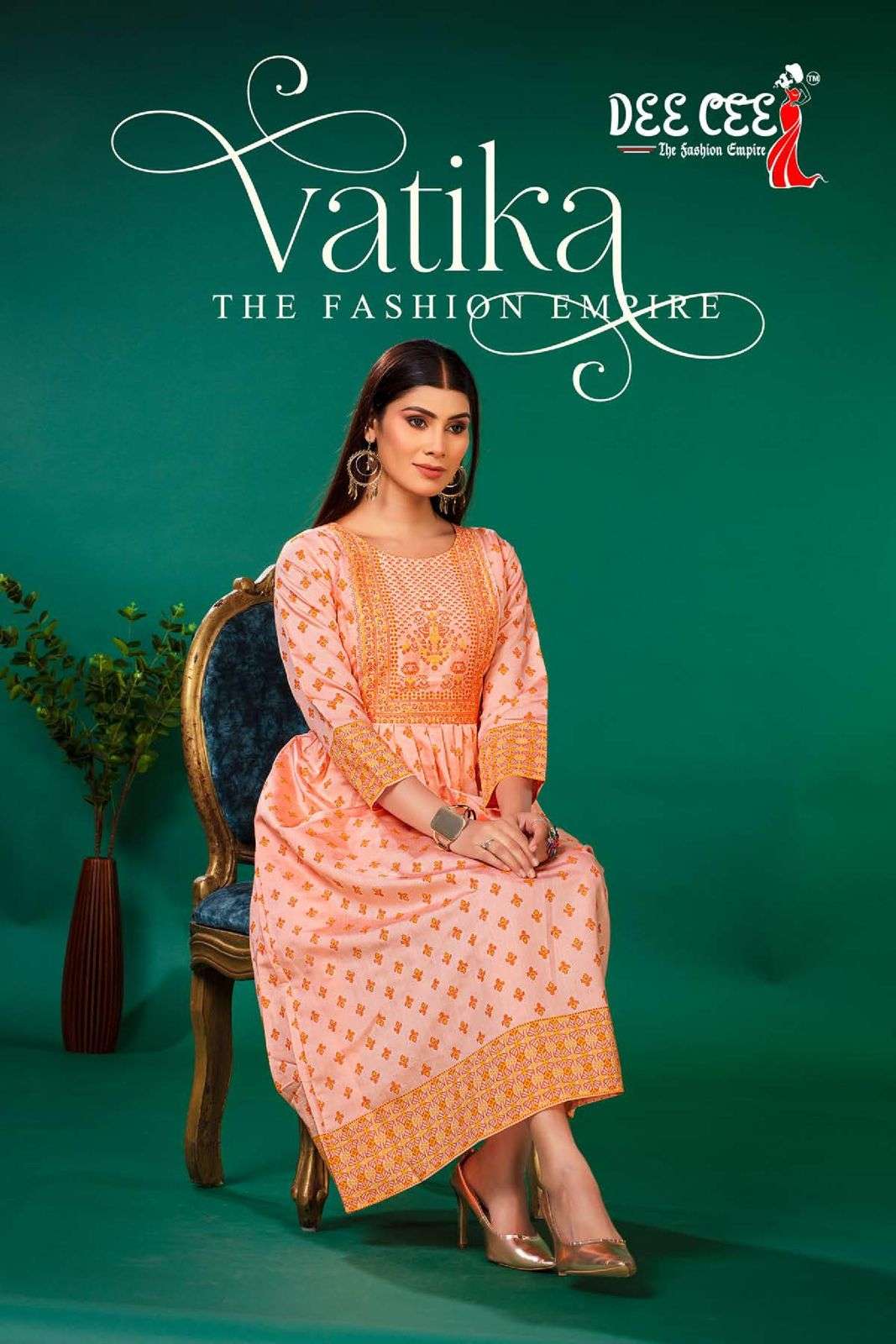 VATIKA BY DEE CEE 1001 TO 1006 SERIES DESIGNER CHANDERI PRINT KURTIS