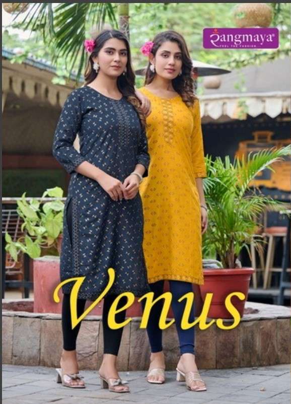 VENUS BY RANGMAYA 101 TO 108 SERIES FANCY RAYON PRINT KURTIS