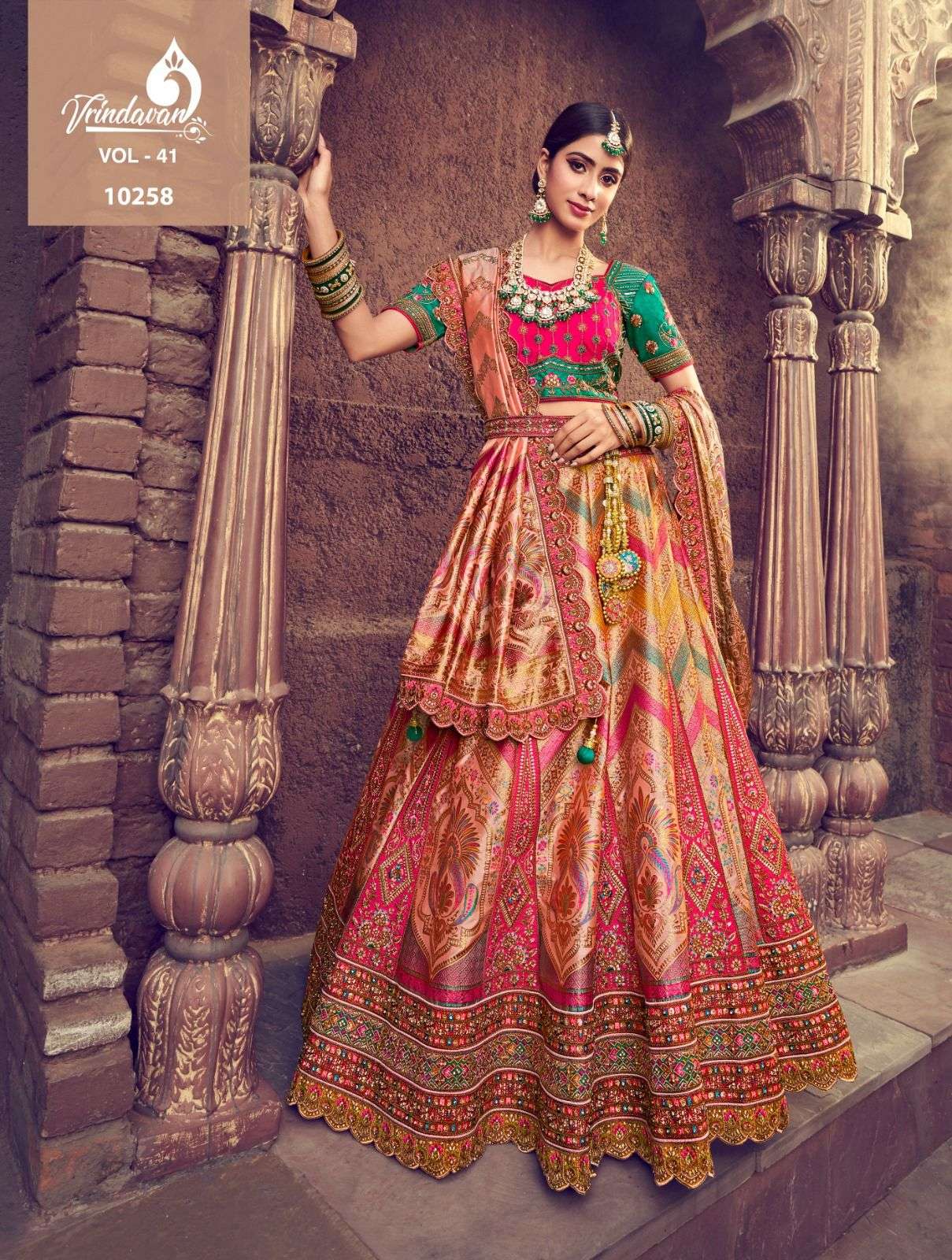 VRINDAVAN VOL-41 BY VRINDAVAN 10258 TO 10263 SERIES SILK WORK LEHENGAS