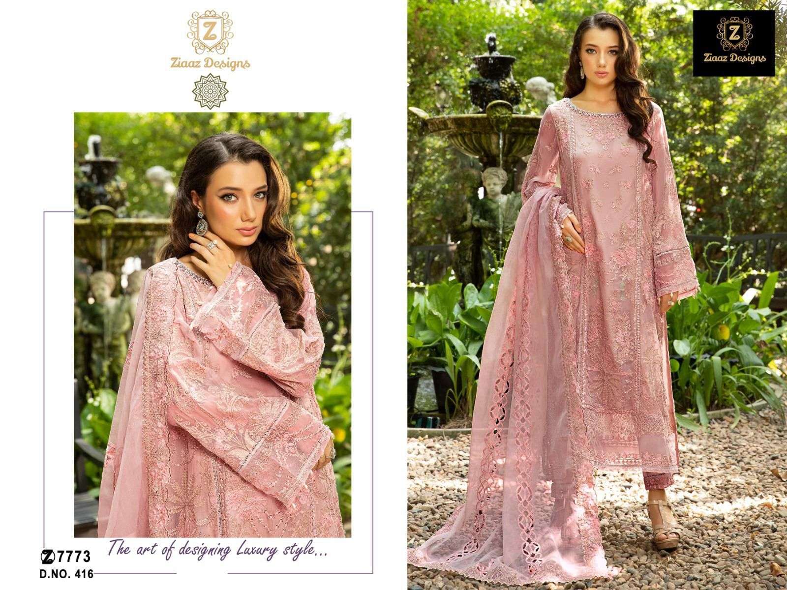 ZIAAZ 416 HIT DESIGN BY ZIAAZ DESIGNS HEAVY ORGANZA EMBROIDERED DRESS