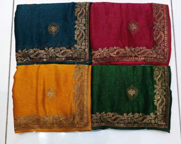 0721 COLOUR BY ASLIWHOLESALE DESIGNER PURE FANCY EMBROIDERY SAREES