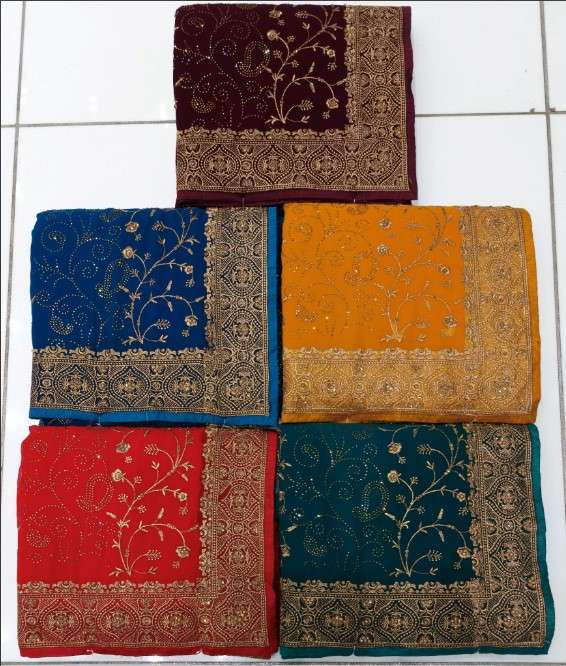 1131 COLOUR BY ASLIWHOLESALE DESIGNER PURE FANCY EMBROIDERY SAREES