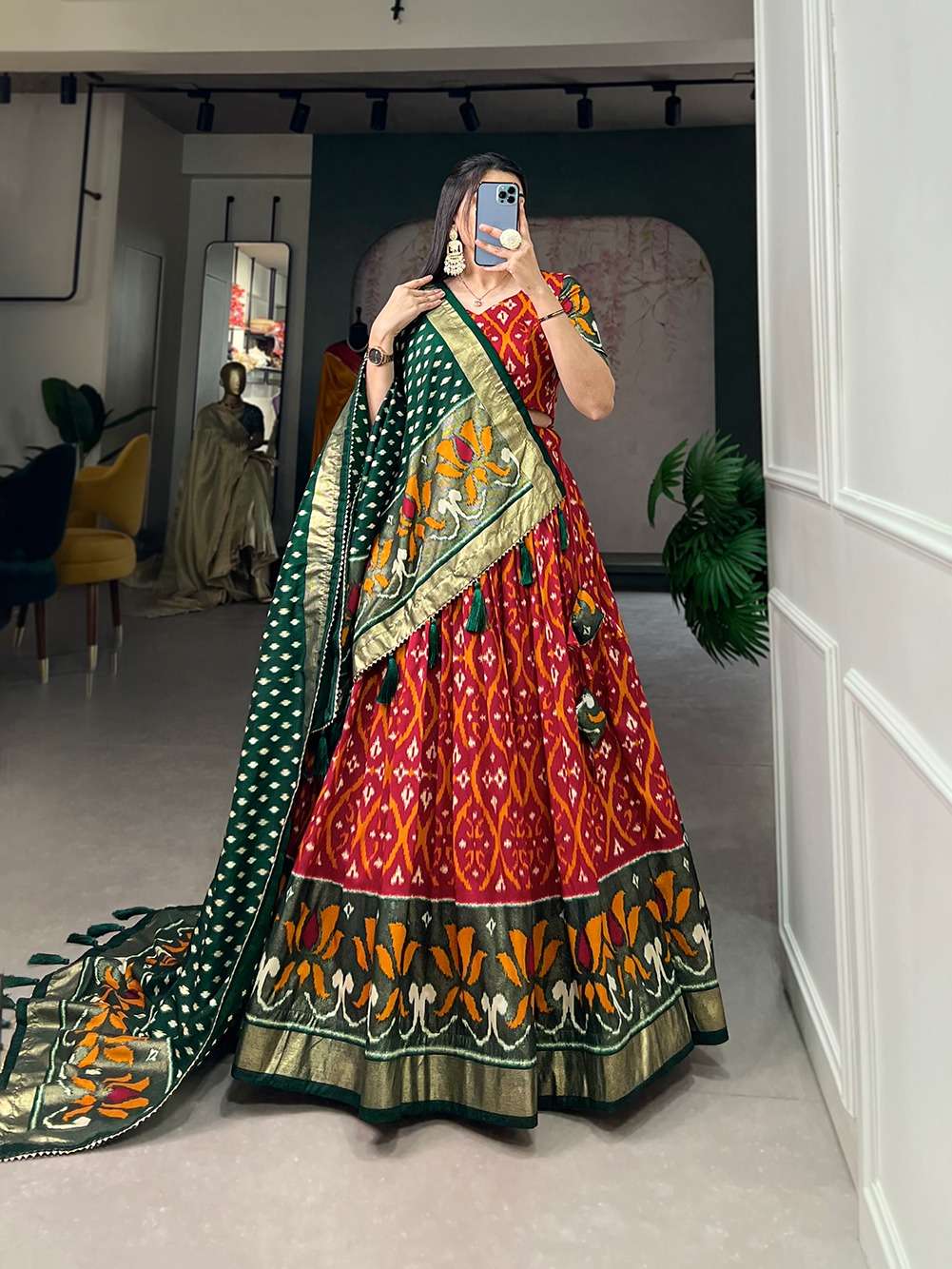 1615 COLOURS BY ASLIWHOLESALE DESIGNER TUSSAR SILK PRINTED LEHENGA