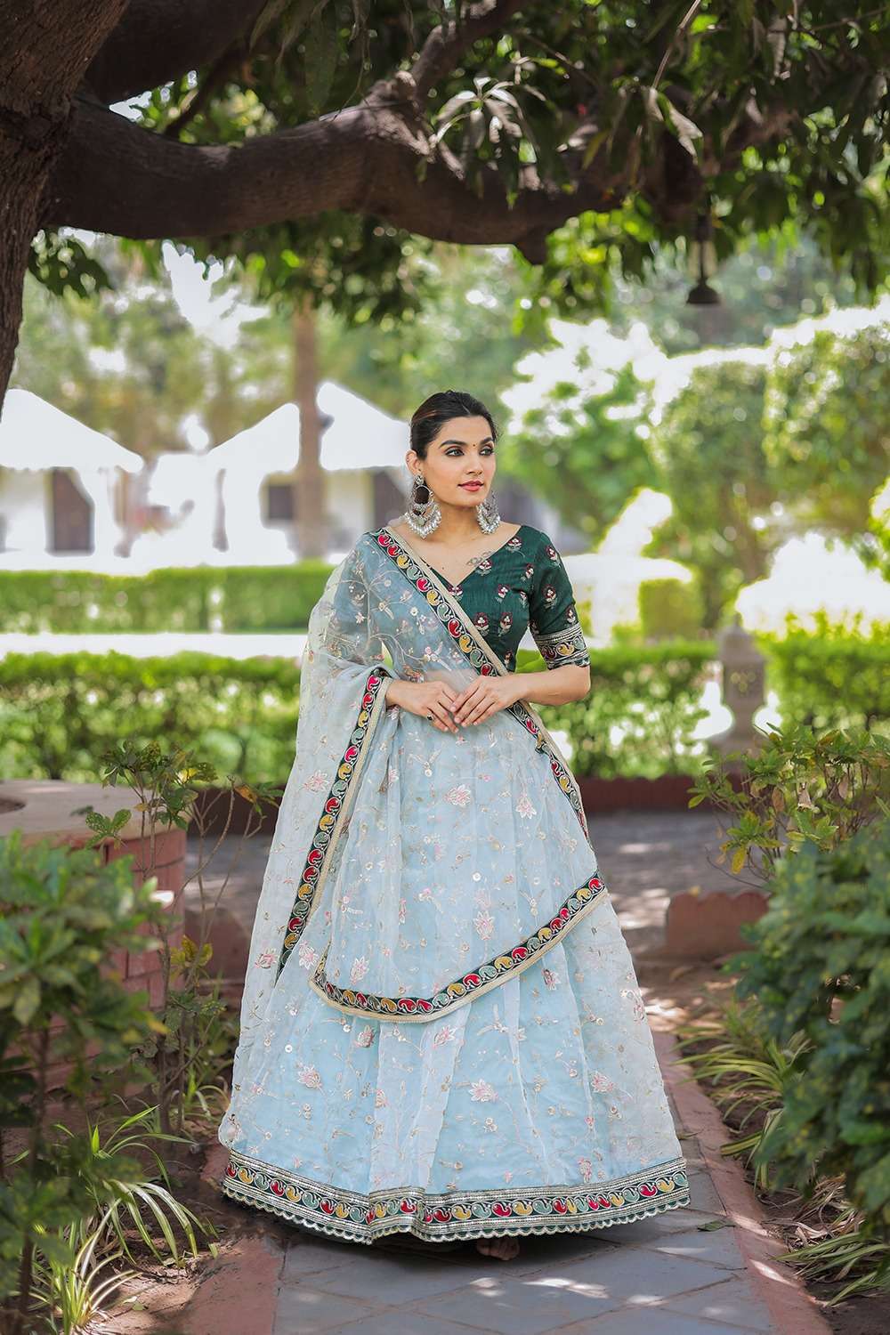1746 COLOURS BY ASLIWHOLESALE FANCY DESIGNER ORGANZA PRINTED LEHENGAS