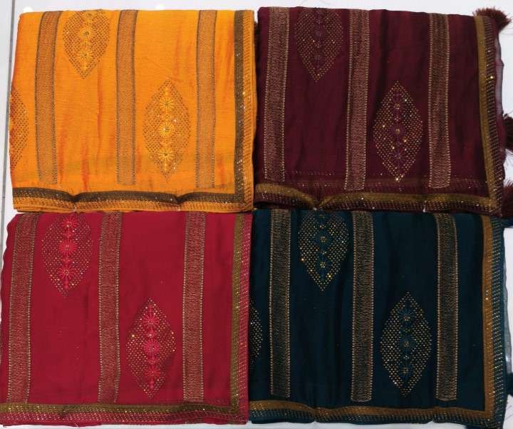 2331 COLOUR BY ASLIWHOLESALE DESIGNER PURE FANCY EMBROIDERY SAREES