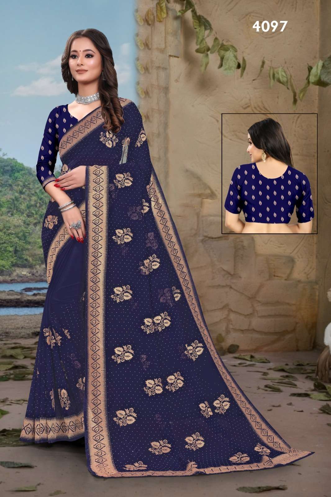 4097 COLOUR BY ASLIWHOLESALE DESIGNER SOFT FANCY ZARI WORK SAREES