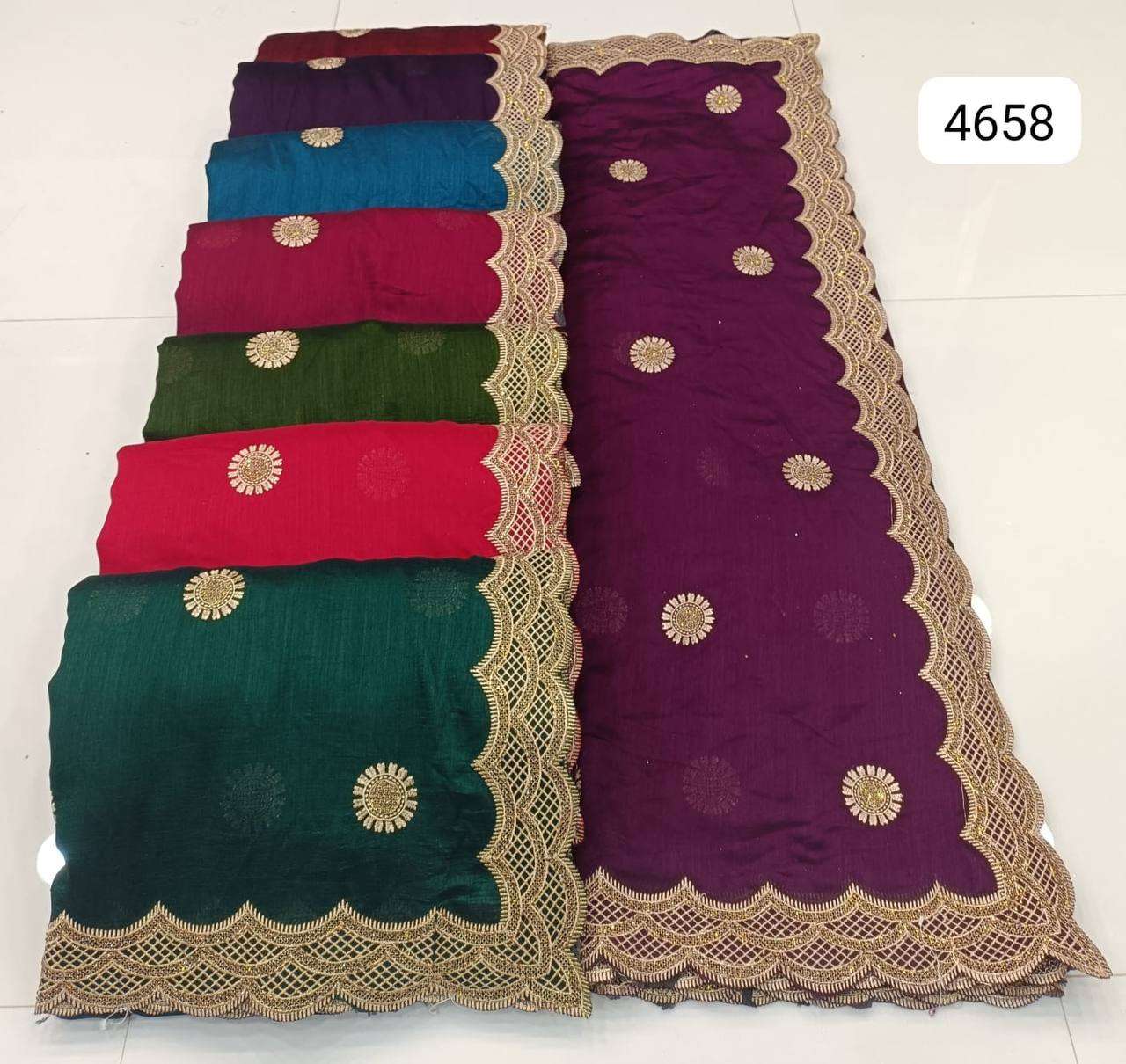 4658 COLOUR BY ASLIWHOLESALE DESIGNER SOFT VISCHITRA SILK WORK SAREES