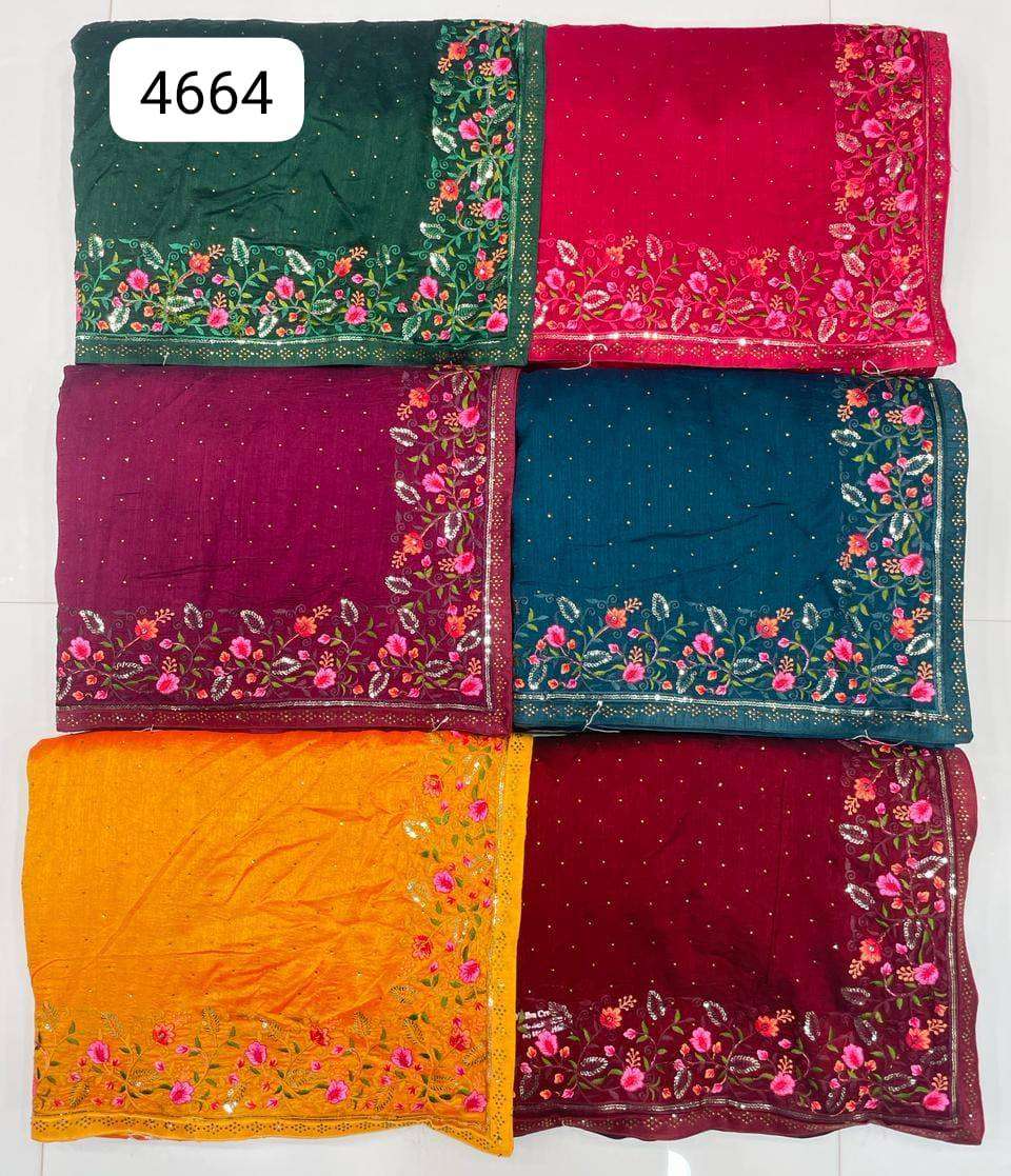 4664 COLOUR BY ASLIWHOLESALE DESIGNER SOFT VISCHITRA SILK WORK SAREES